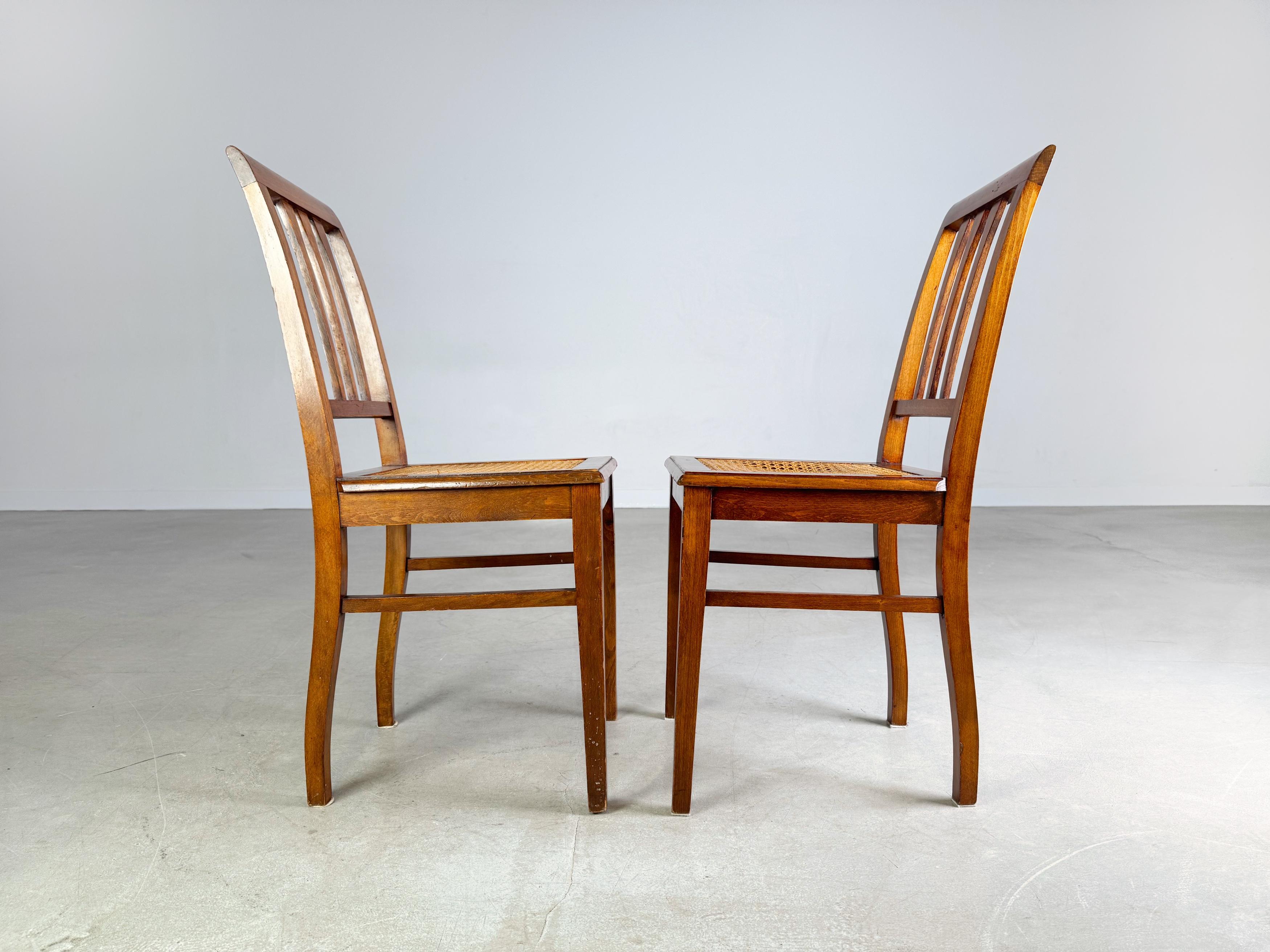 Vimini 2er Set Jugendstil Stühle Wiener Geflecht Beistellstuhl antik in vendita