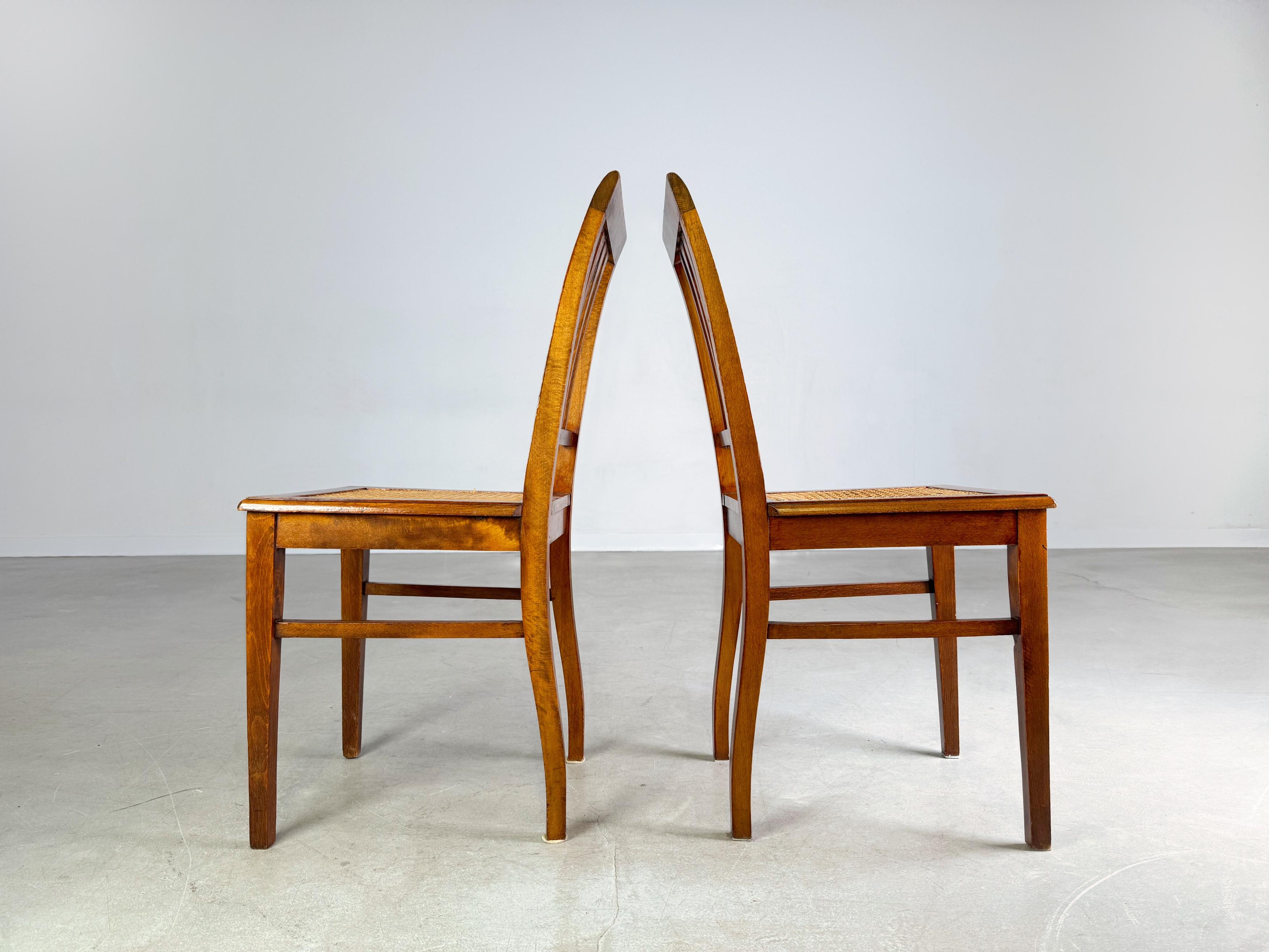 2er Set Jugendstil Stühle Wiener Geflecht Beistellstuhl antik in vendita 1