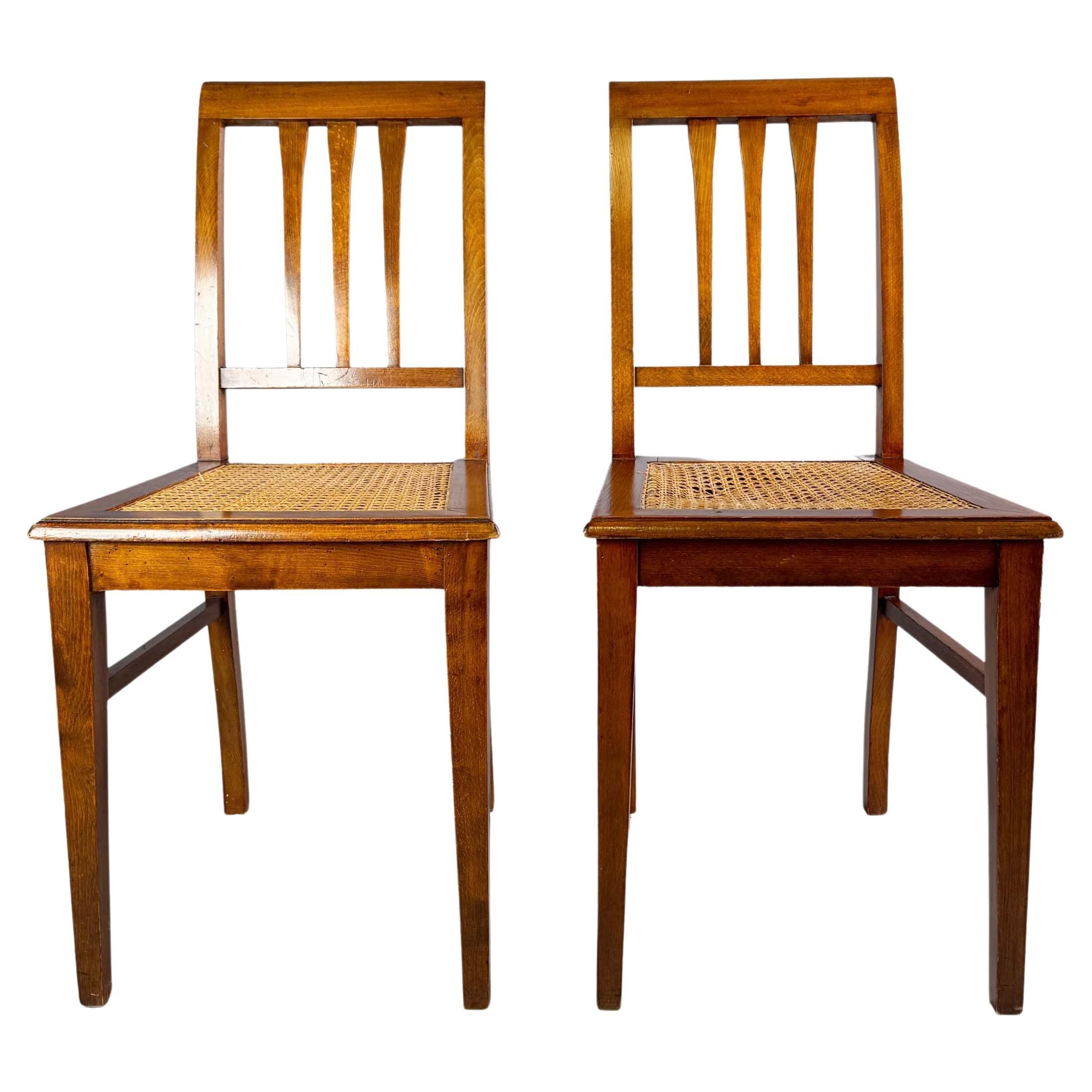 2er Set Jugendstil Stühle Wiener Geflecht Beistellstuhl antik