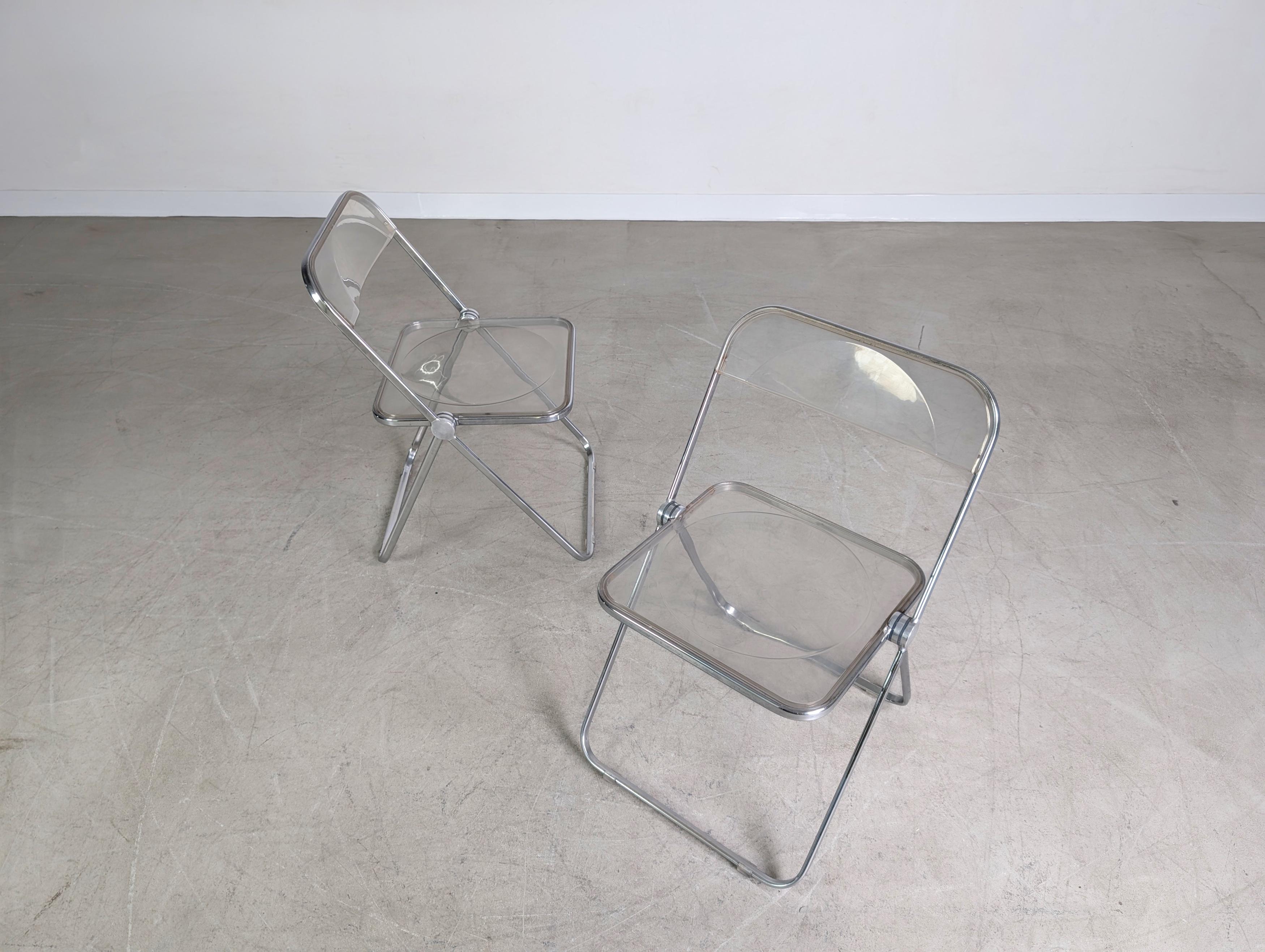 2er Set Midcentury Klappstuhl Plia Castelli Giancarlo Piretti Stuhl in vendita 1