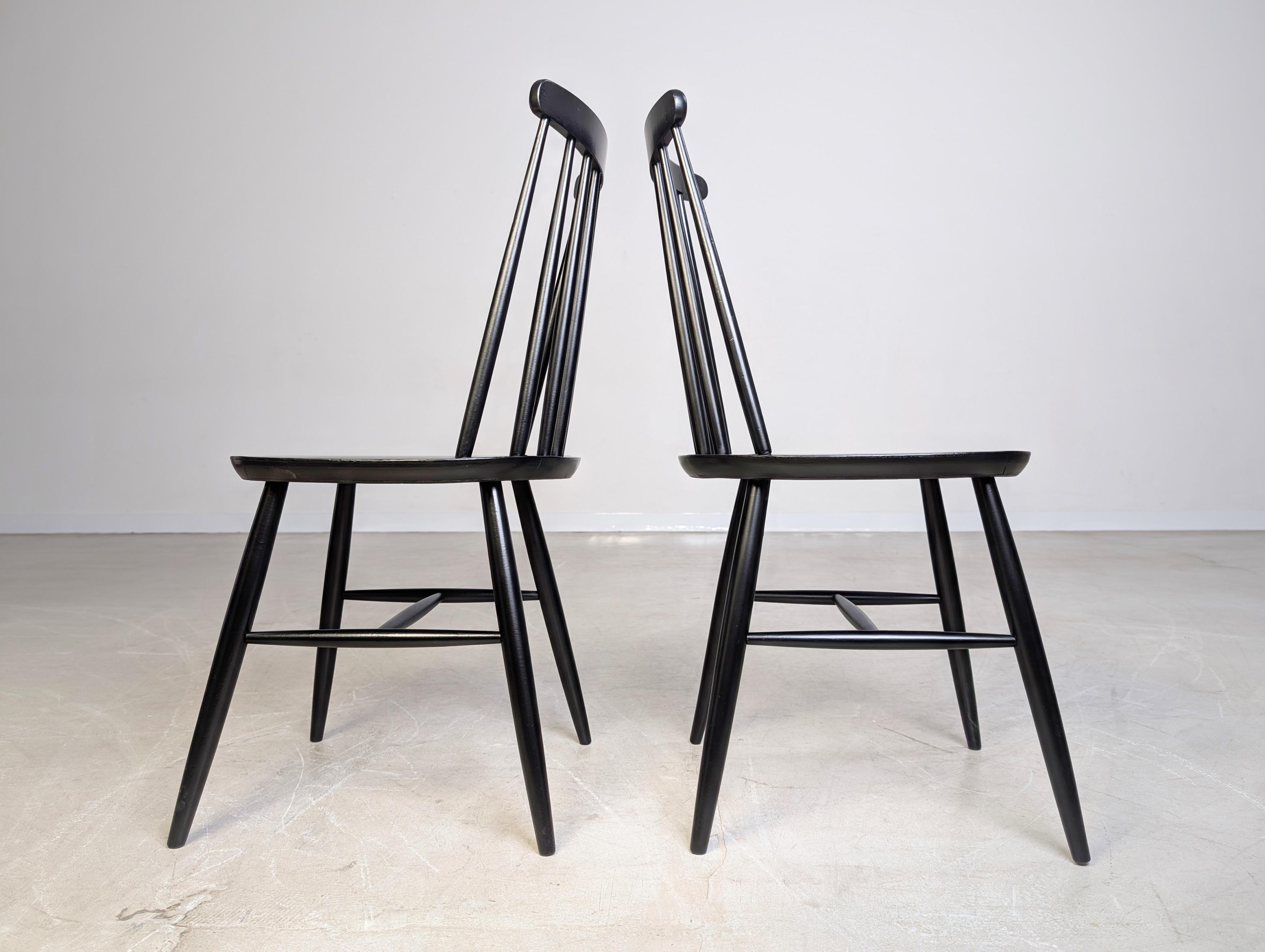 Fine XX secolo 2er Set Midcentury Stuhl Ilmari Tapiovaara Vintage Holzsprossen schwarz in vendita