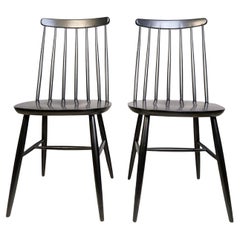 2er Set Midcentury Stuhl Ilmari Tapiovaara Vintage Holzsprossen schwarz