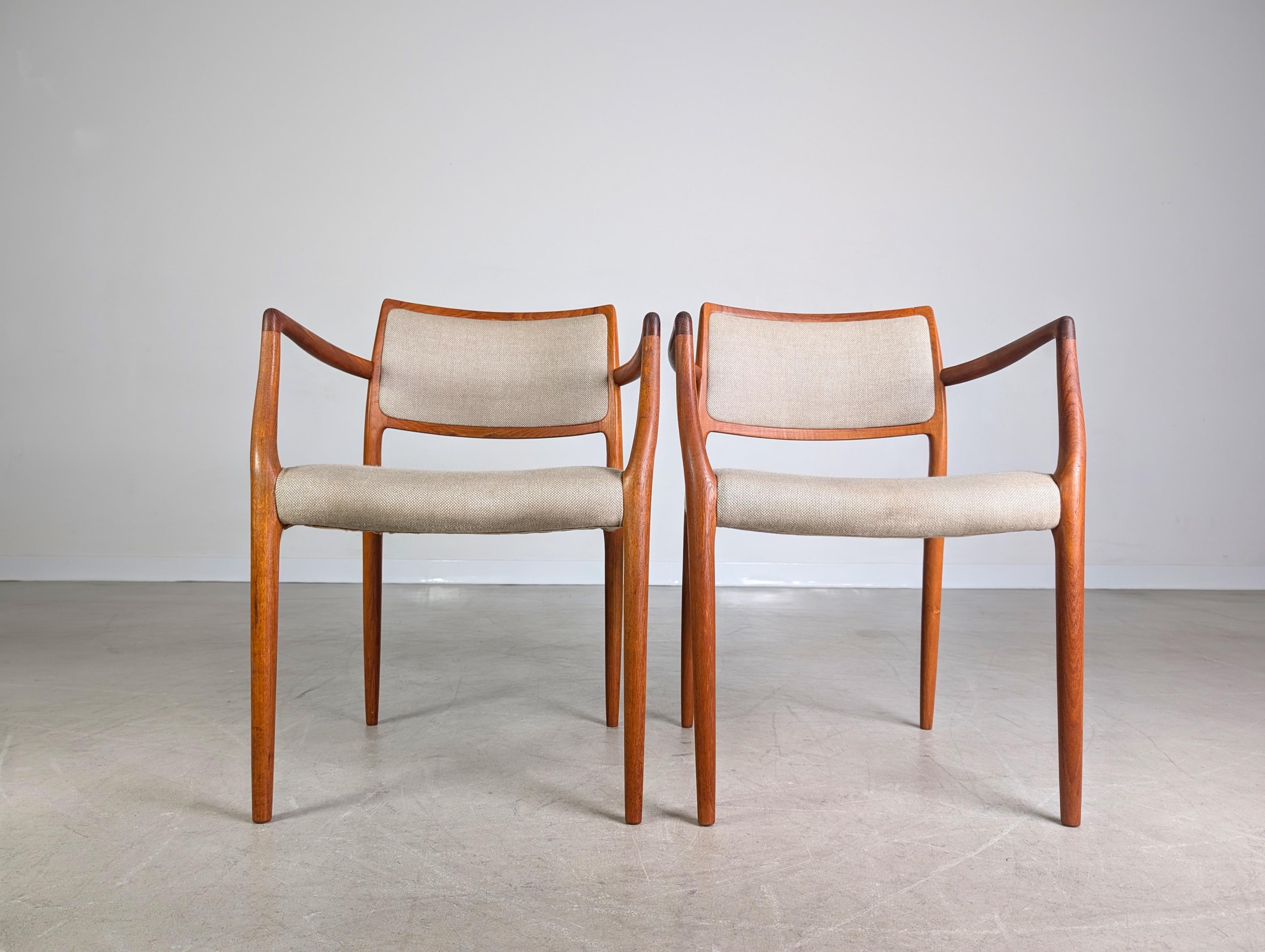 Mid-Century Modern 2er Set Niels Moller Armlehnstuhl JL Møller Møbelfabrik Modell 80 For Sale