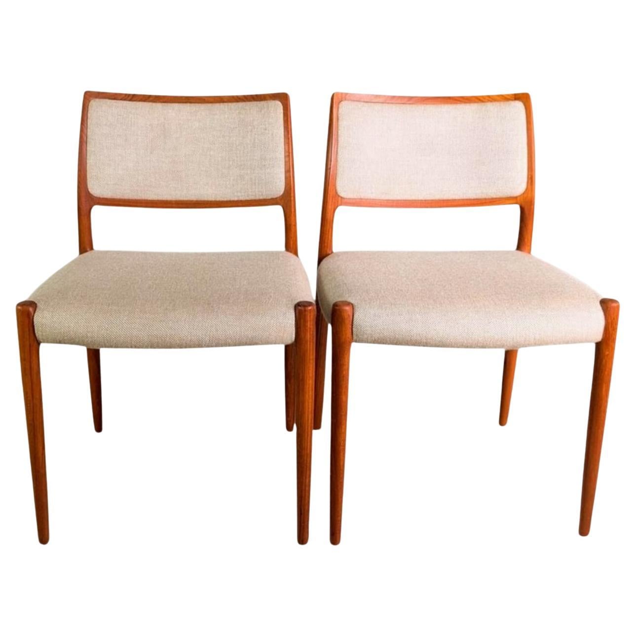2er Set Niels O Moller Stuhl JL Møller Møbelfabrik Modell 80 teak