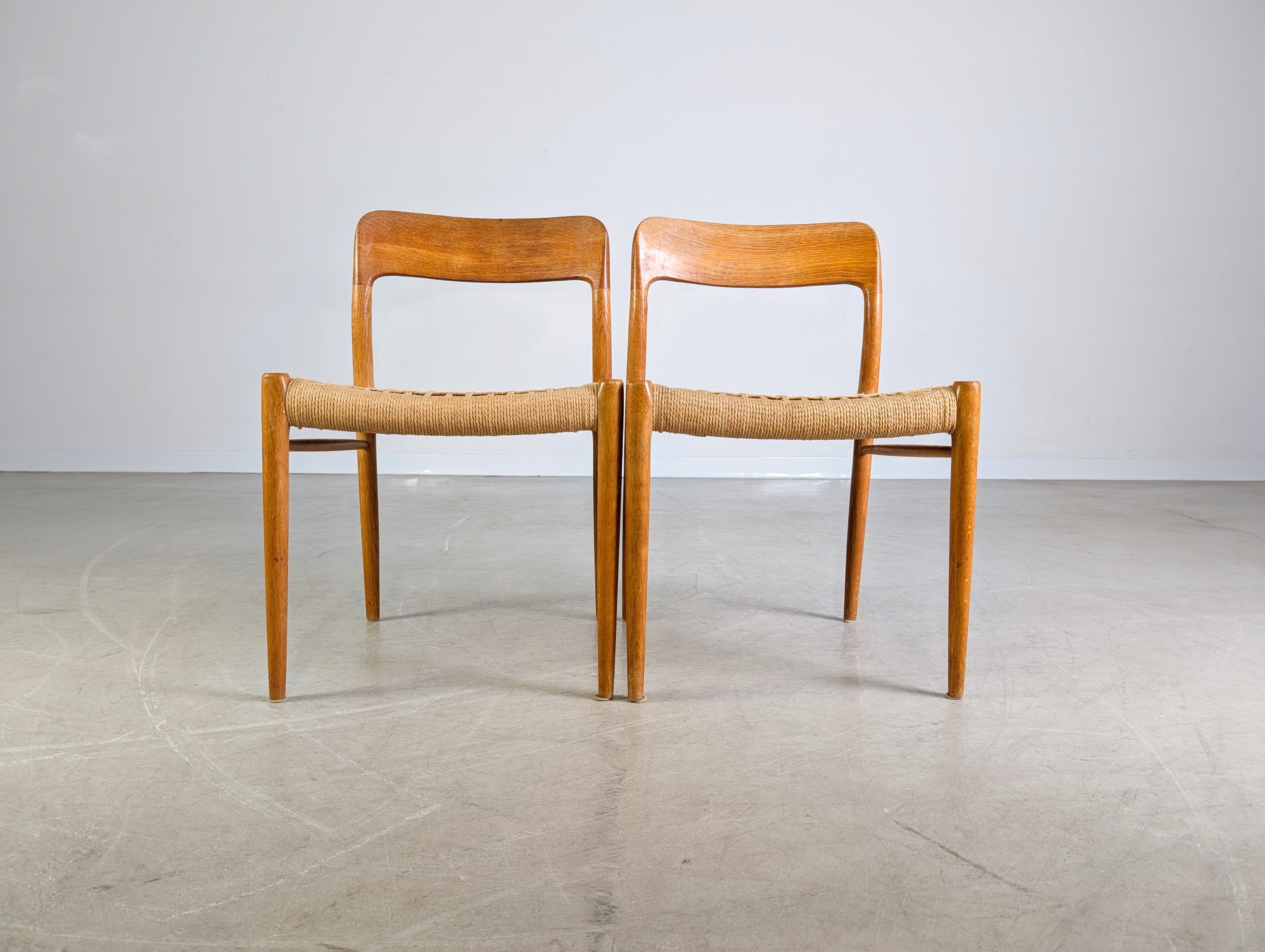 Danish 2er Set Niels O Moller Stühle Modell 77 J.L. Møllers danish teak For Sale