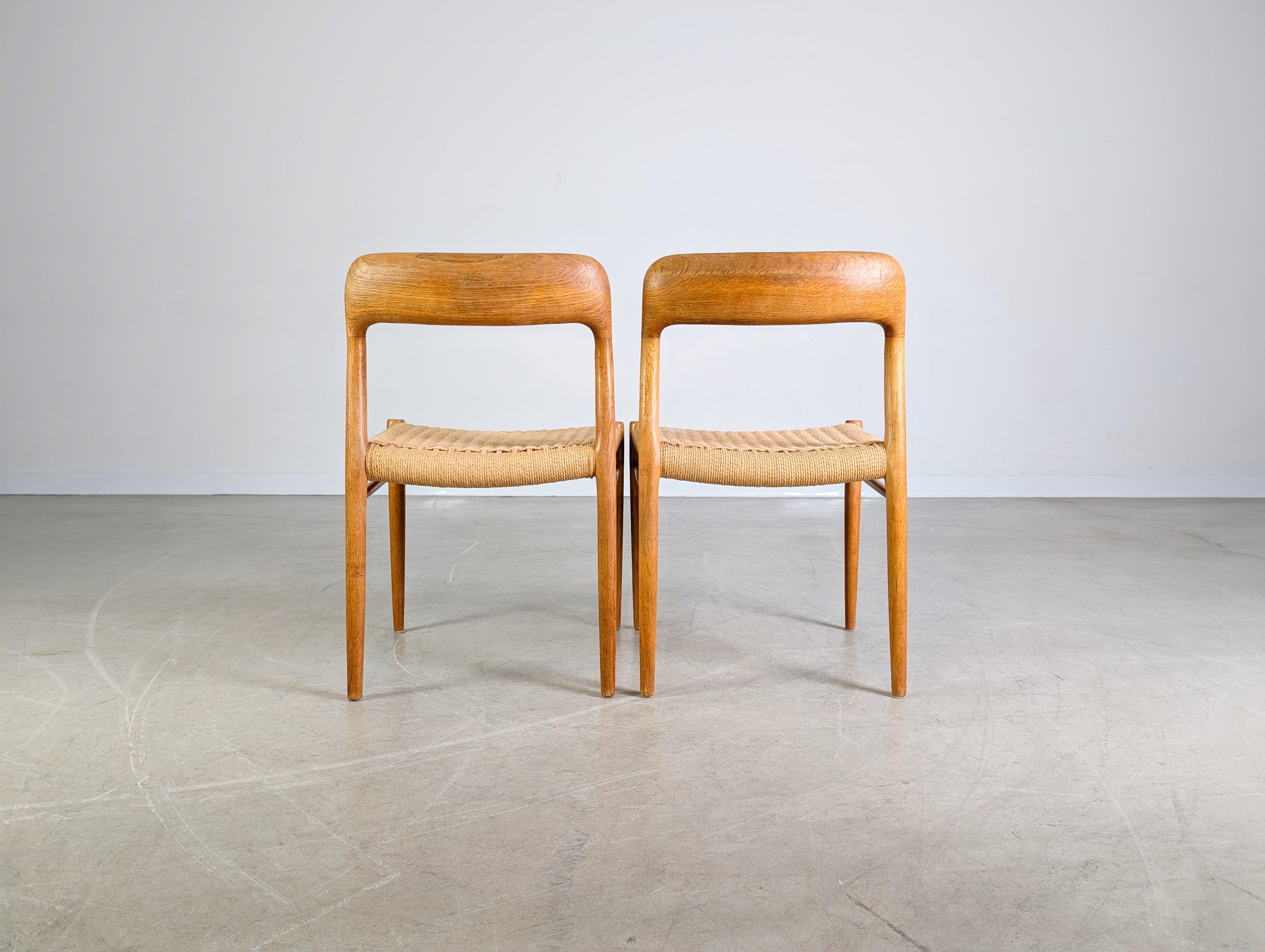 Teak 2er Set Niels O Moller Stühle Modell 77 J.L. Møllers danish teak For Sale