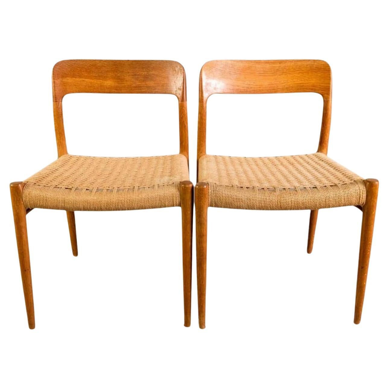 2er Set Niels O Moller Stühle Modell 77 J.L. Møllers danish teak For Sale