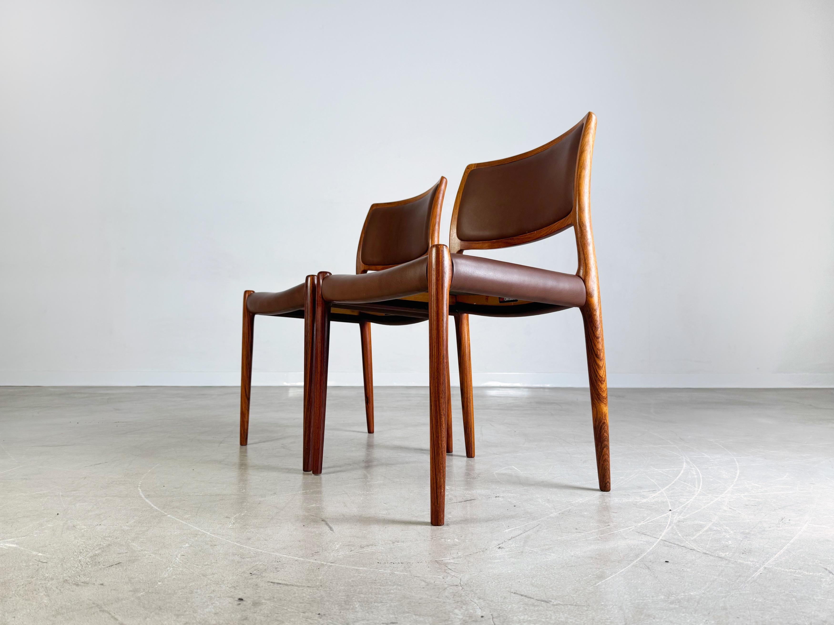 Danish 2er Set Niels Otto Møller Stühle Midcentury Model 80 Palisander For Sale