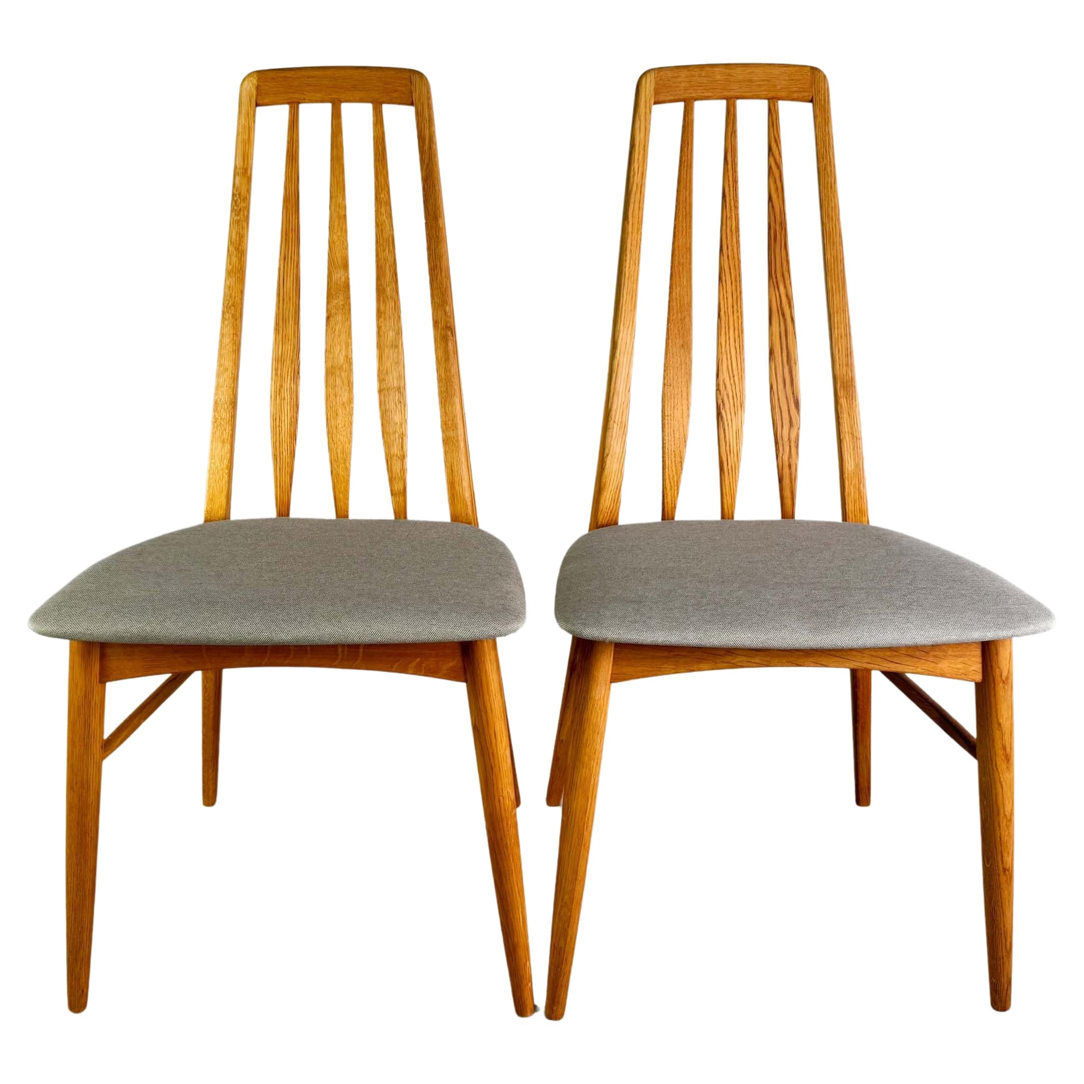 2er Set Original Midcentury Niels Koefoed Stühle Hornslet Eiche Vintage