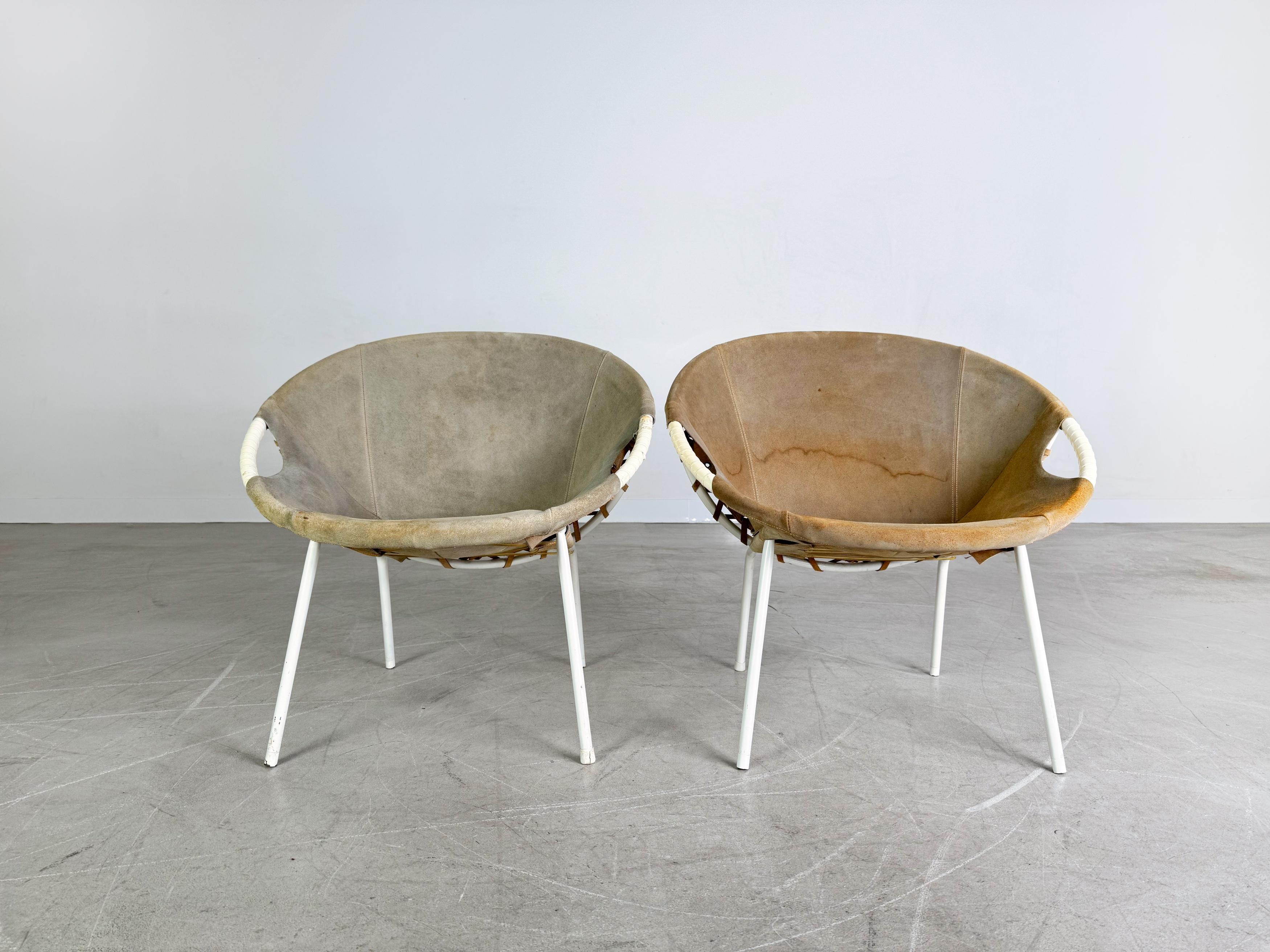 Mid-Century Modern 2er Set Original Midcentury Sessel Lusch & Co Baloon Chair Wildleder For Sale