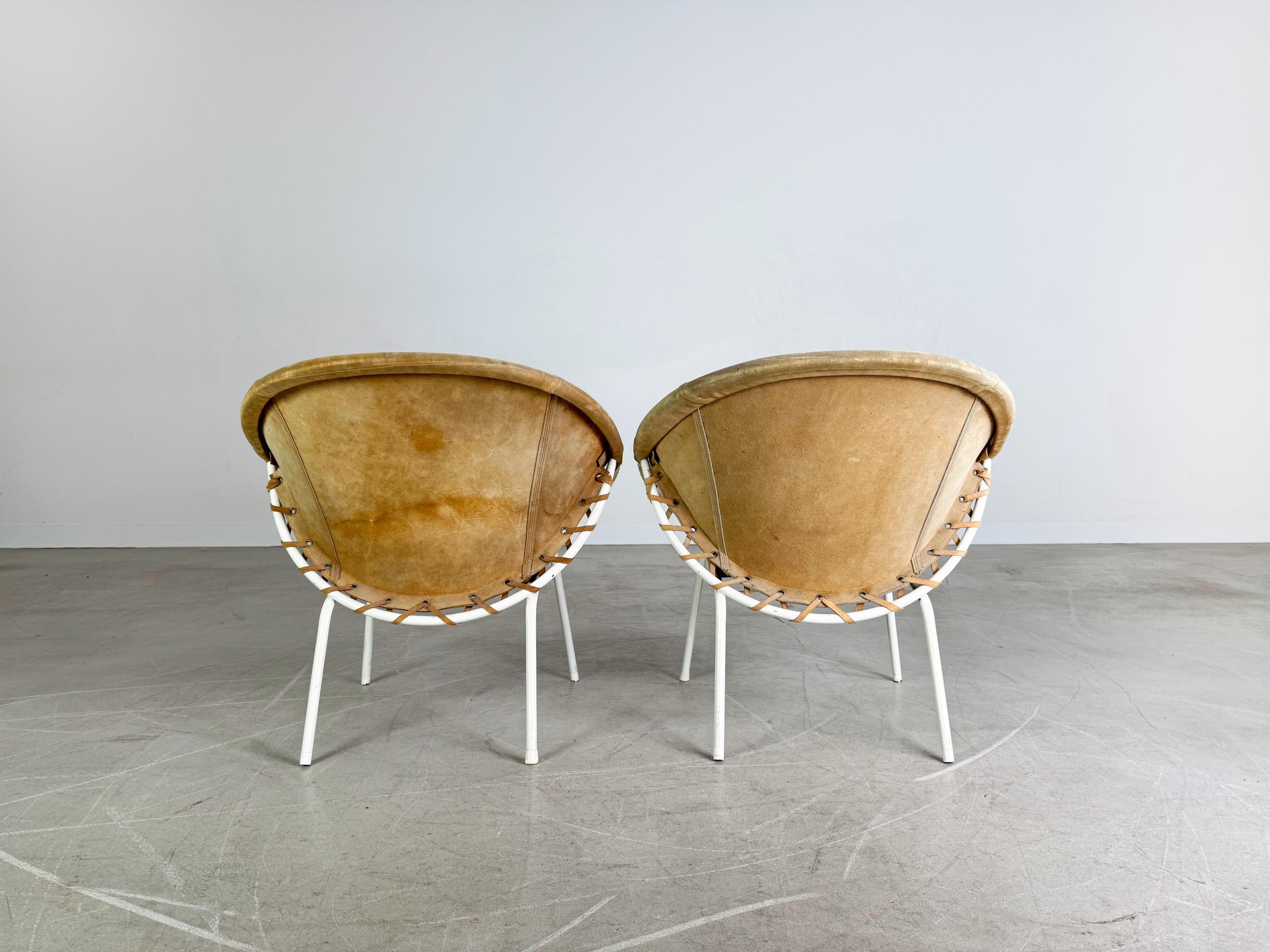 Mid-20th Century 2er Set Original Midcentury Sessel Lusch & Co Baloon Chair Wildleder For Sale