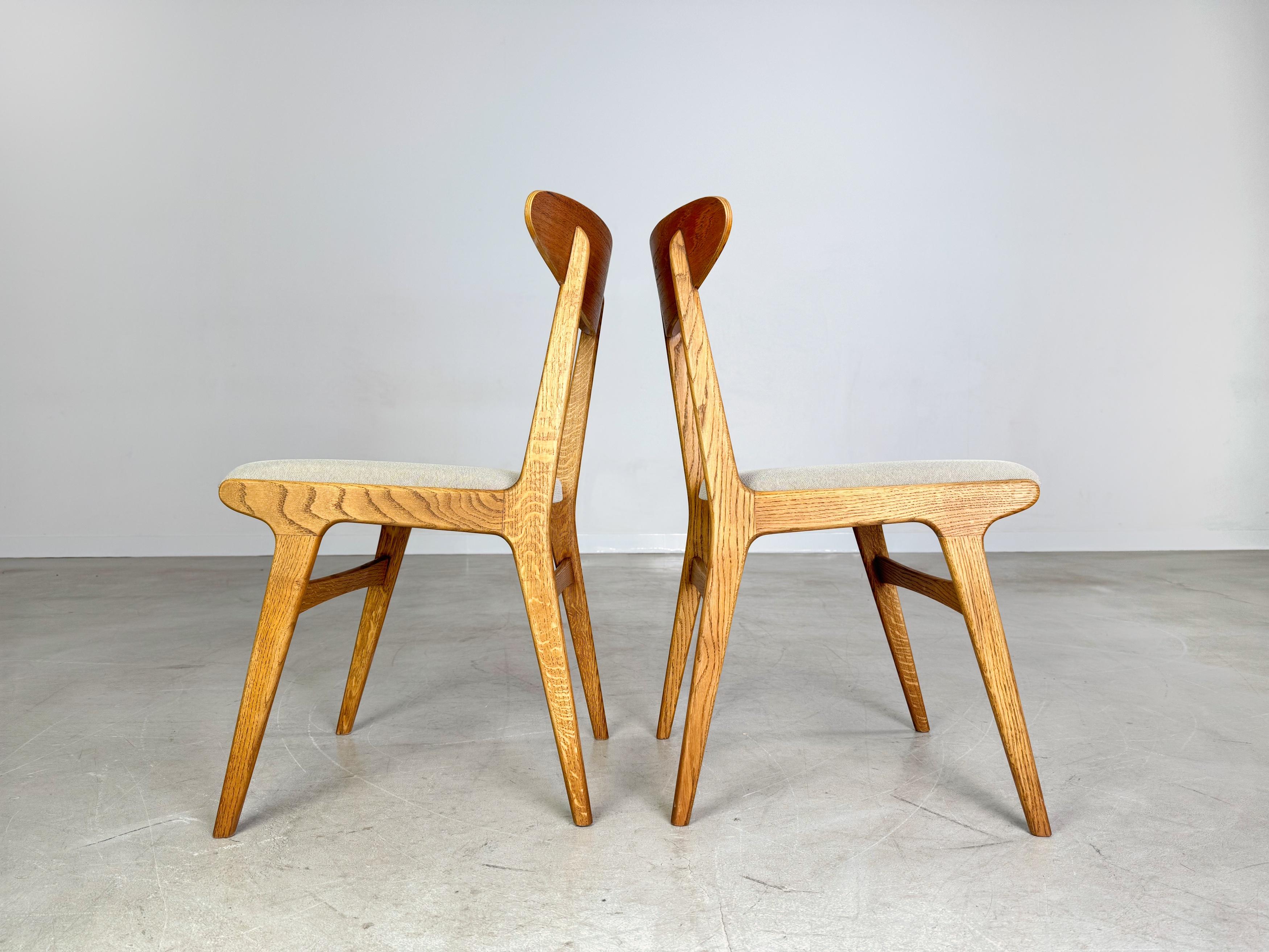 2er Set Original Midcentury Stühle Eiche Vintage dänisches Design 1960 im Angebot 3