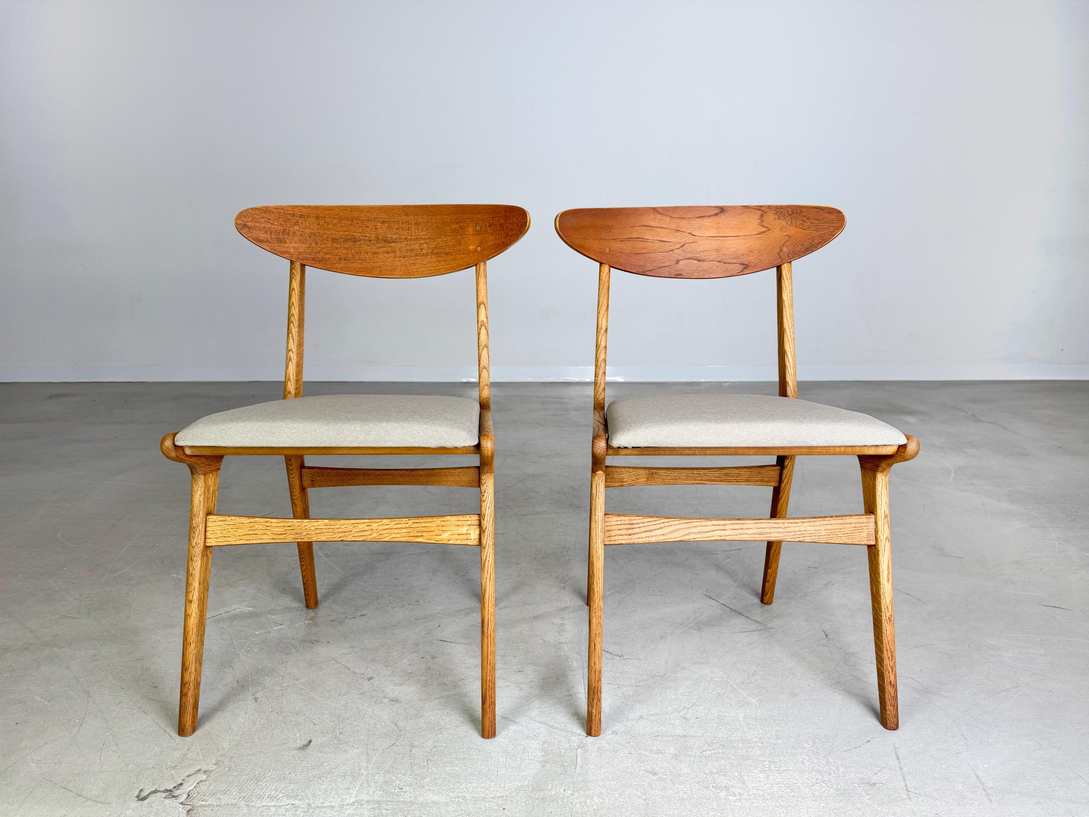 2er Set Original Midcentury Stühle Eiche Vintage dänisches Design 1960 (Unbekannt) im Angebot