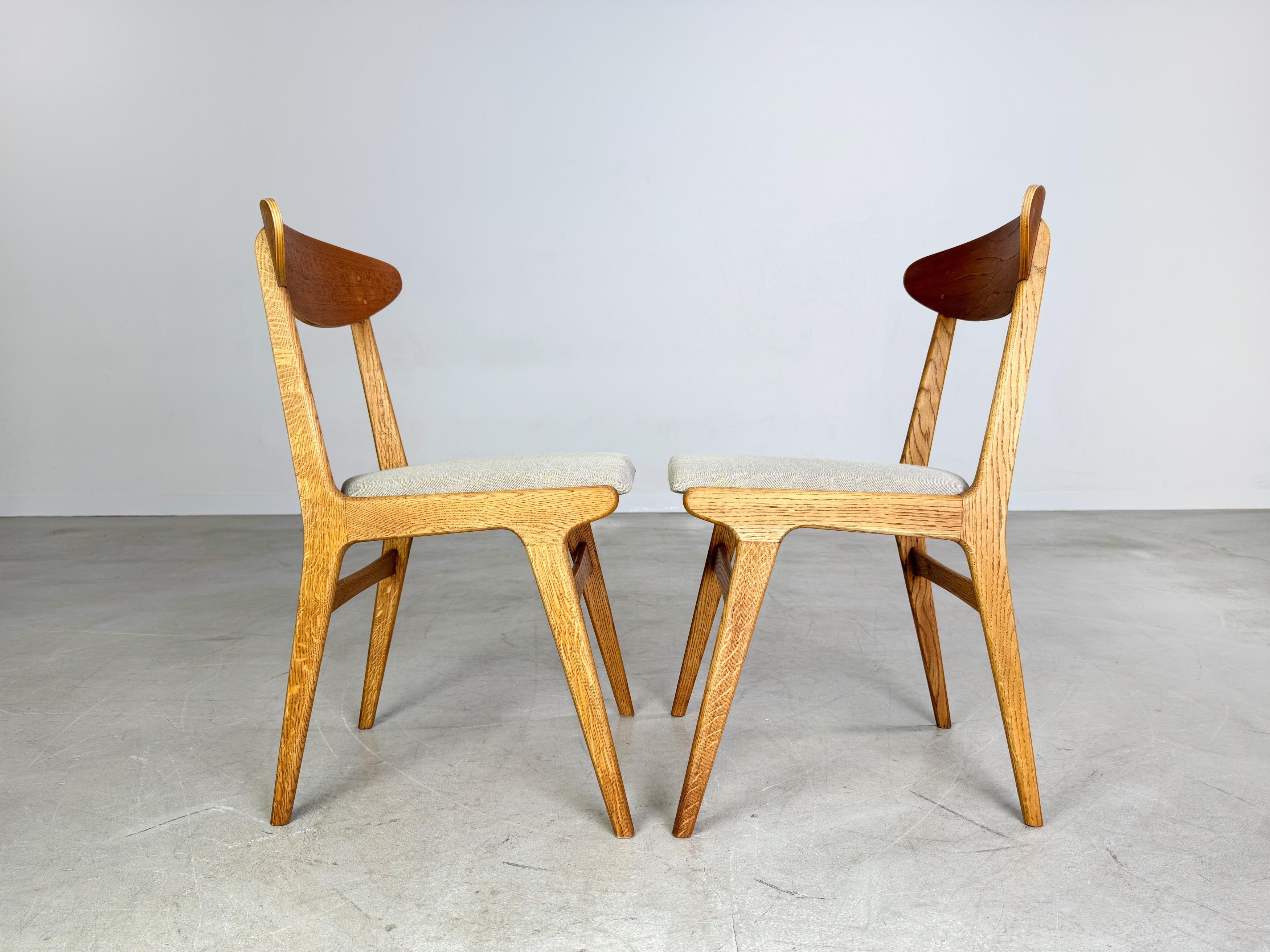 2er Set Original Midcentury Stühle Eiche Vintage dänisches Design 1960 im Angebot 1