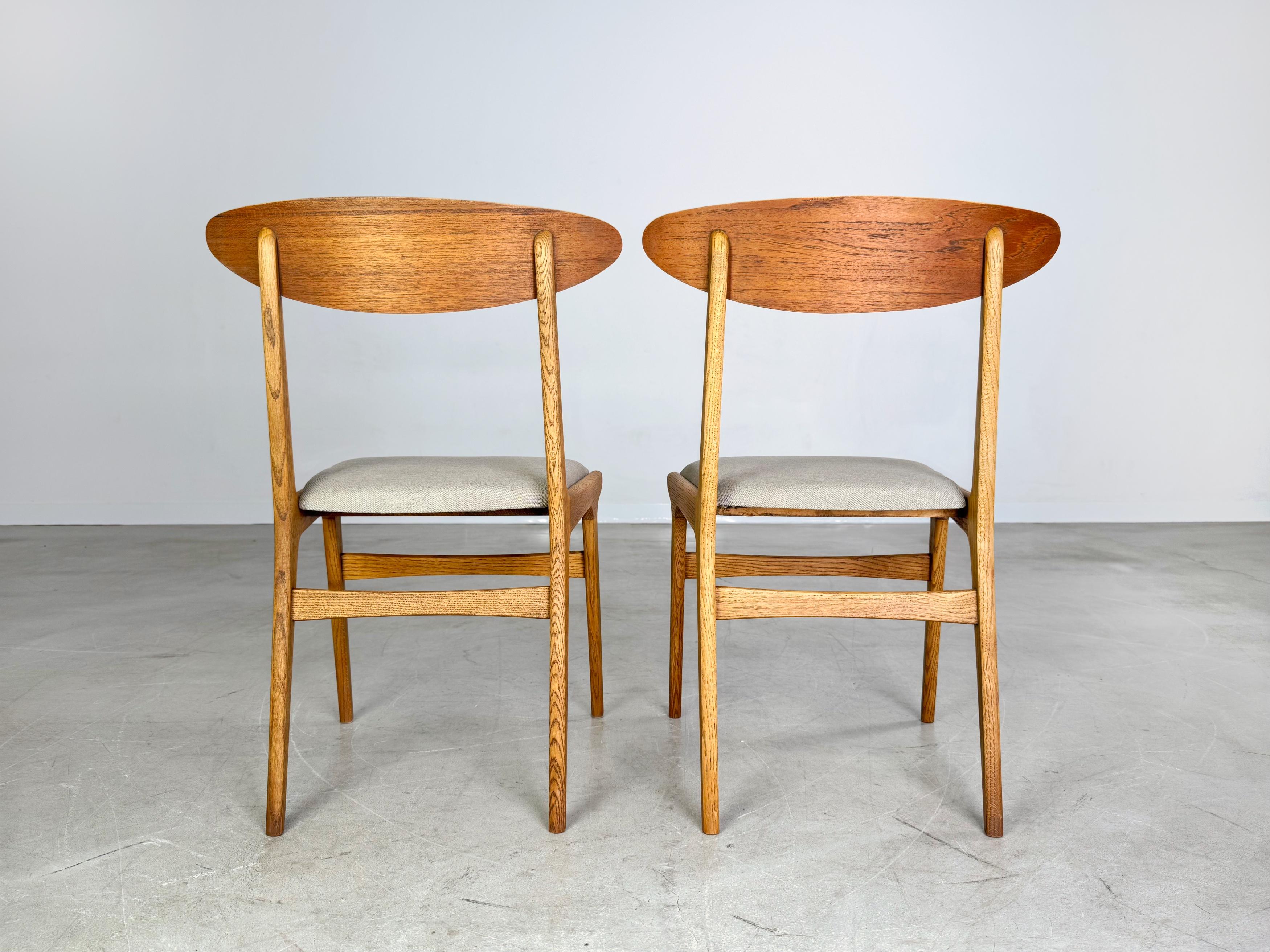 2er Set Original Midcentury Stühle Eiche Vintage dänisches Design 1960 im Angebot 2