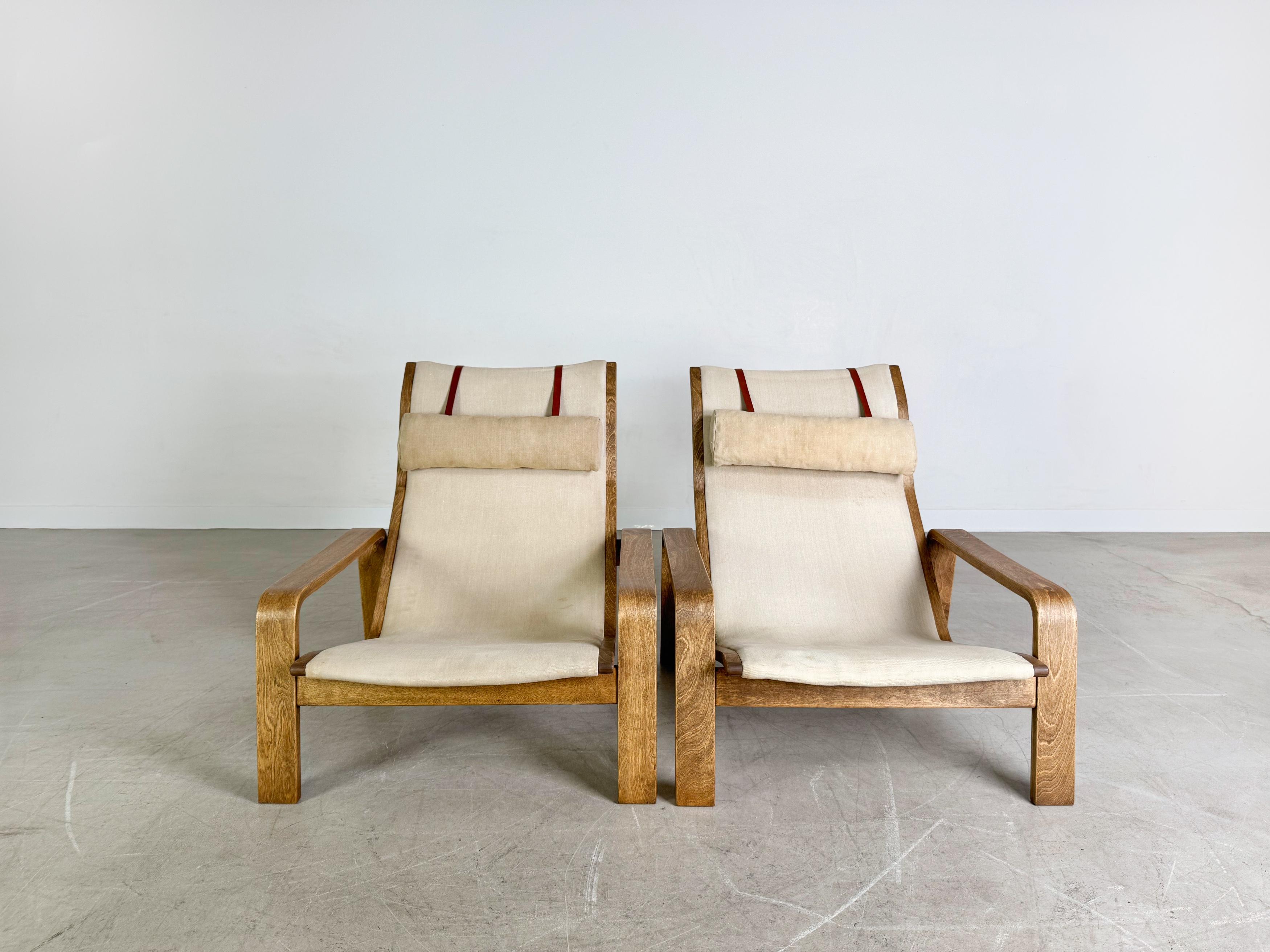 2er Set Pulkka Sessel Asko Midcentury Ilmari Laippainen Segeltuch (Moderne der Mitte des Jahrhunderts) im Angebot