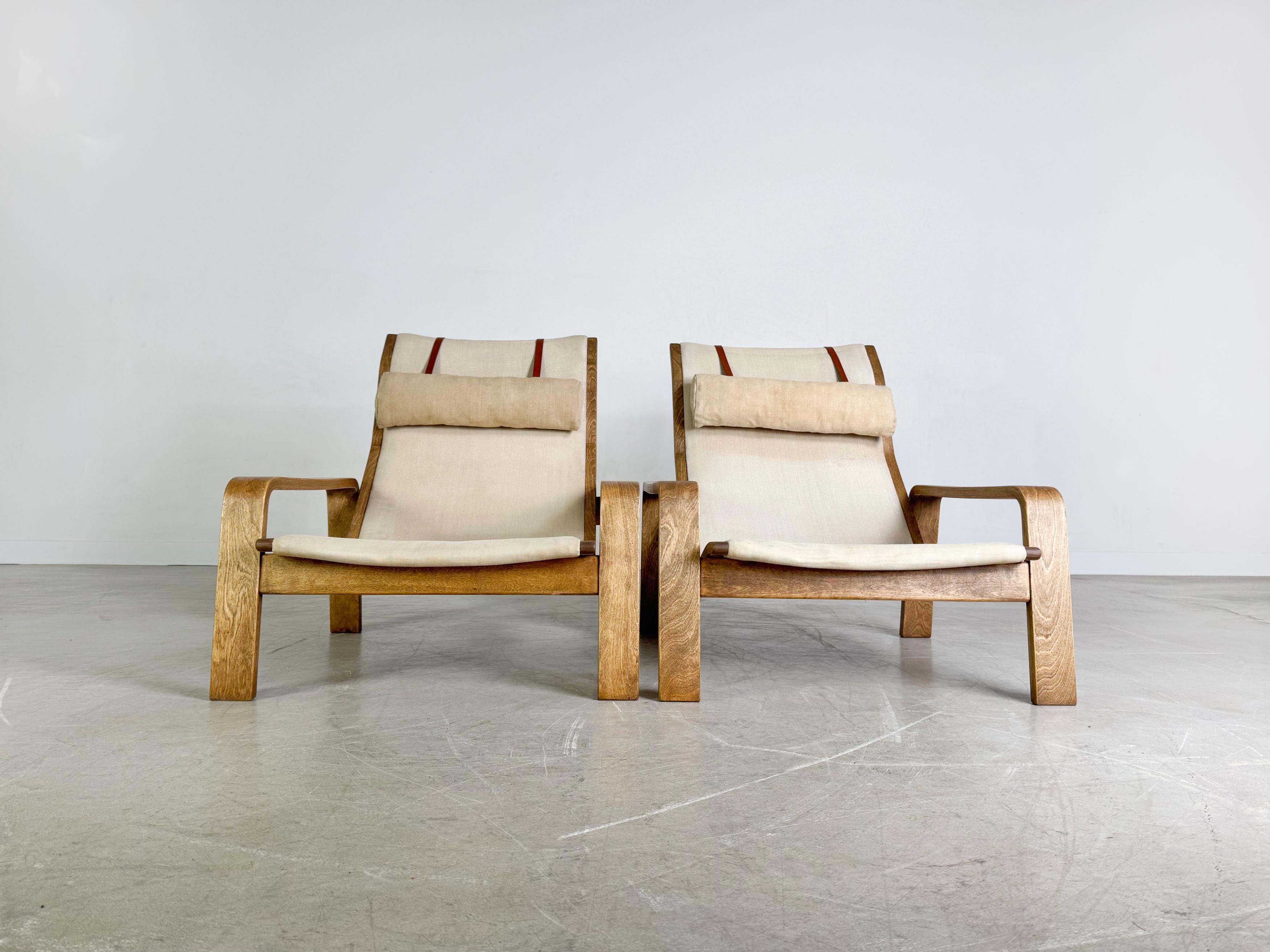 2er Set Pulkka Sessel Asko Midcentury Ilmari Laippainen Segeltuch (Finnisch) im Angebot