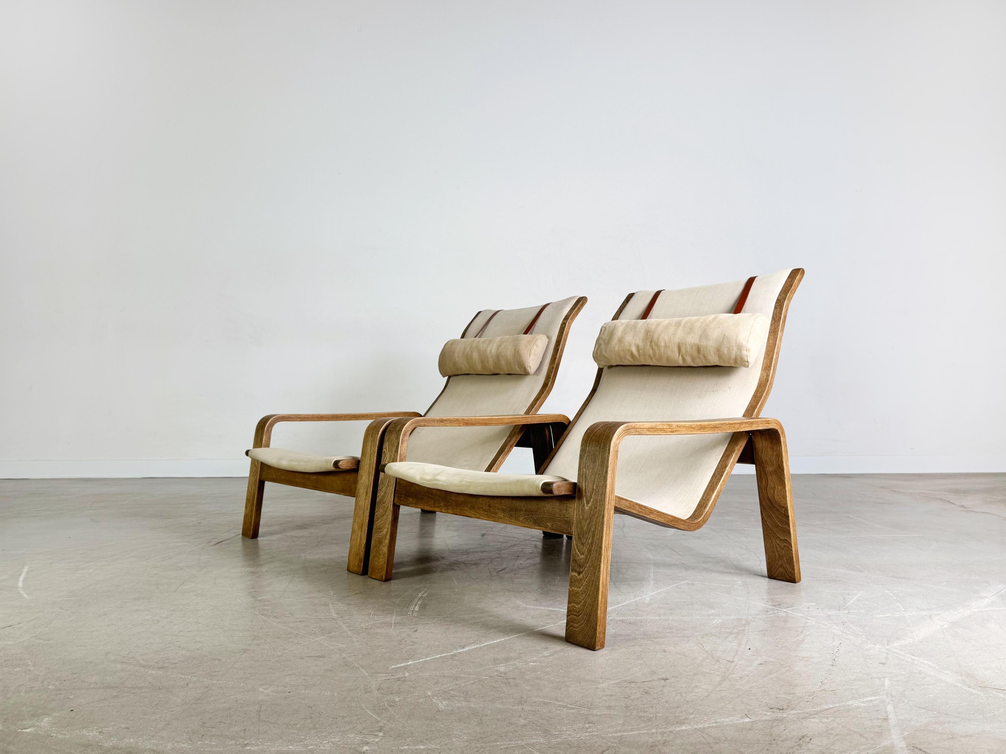 2er Set Pulkka Sessel Asko Midcentury Ilmari Laippainen Segeltuch im Zustand „Gut“ im Angebot in Berlin, DE