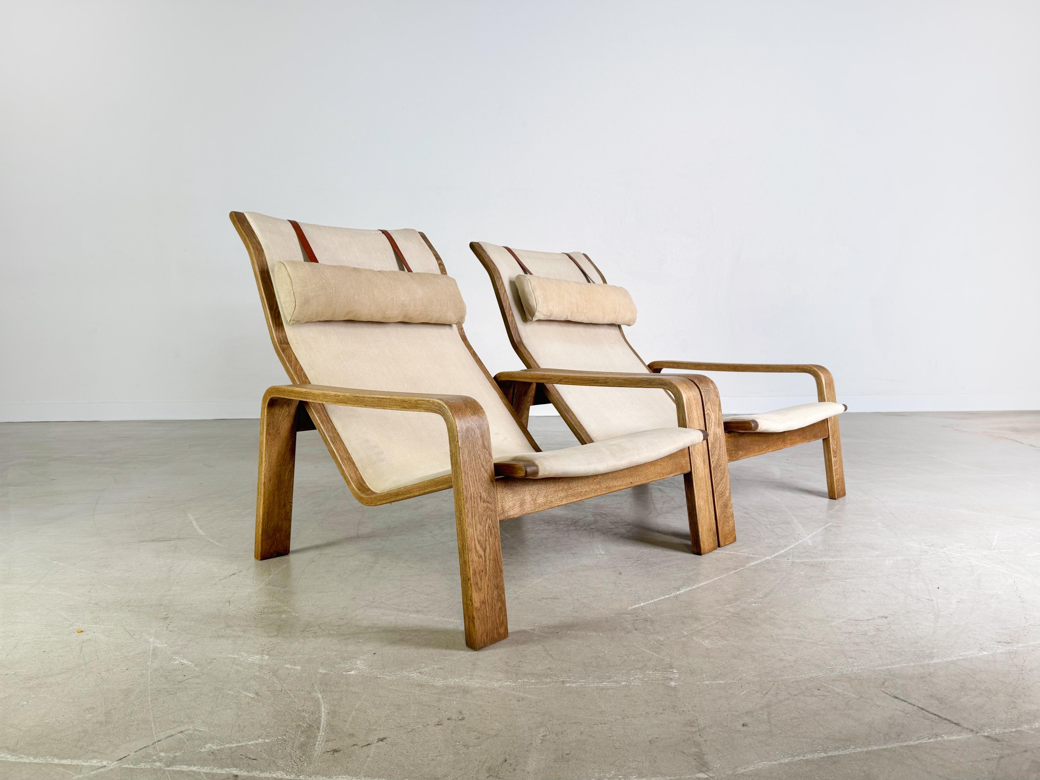 2er Set Pulkka Sessel Asko Midcentury Ilmari Laippainen Segeltuch (Mitte des 20. Jahrhunderts) im Angebot