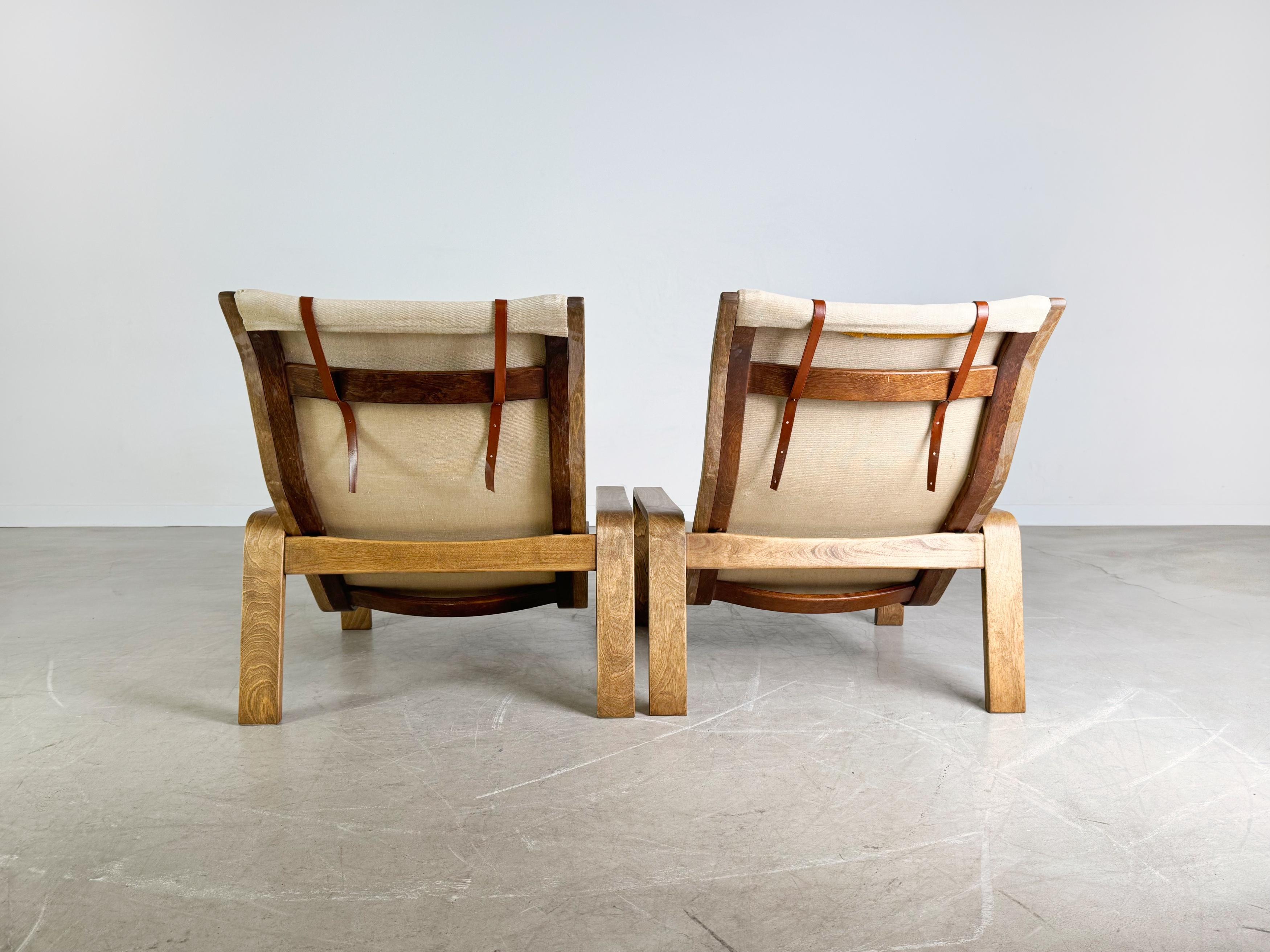 2er Set Pulkka Sessel Asko Midcentury Ilmari Laippainen Segeltuch (Leinwand) im Angebot