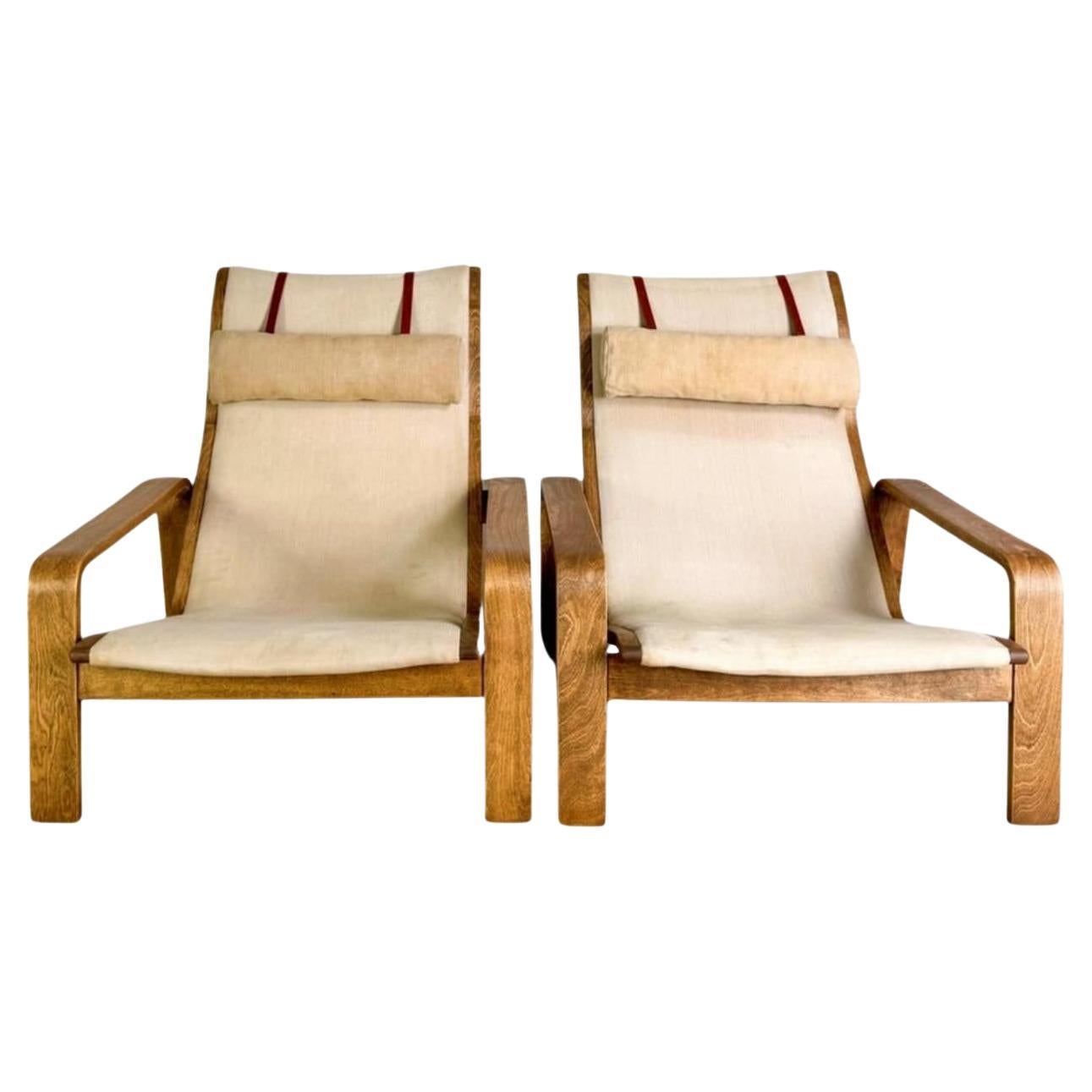 2er Set Pulkka Sessel Asko Midcentury Ilmari Laippainen Segeltuch im Angebot