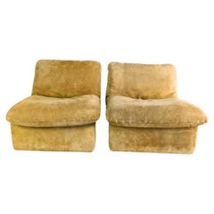 2er Set Space AGE Sessel Dreipunkt - COR Luigi Colani Wildleder