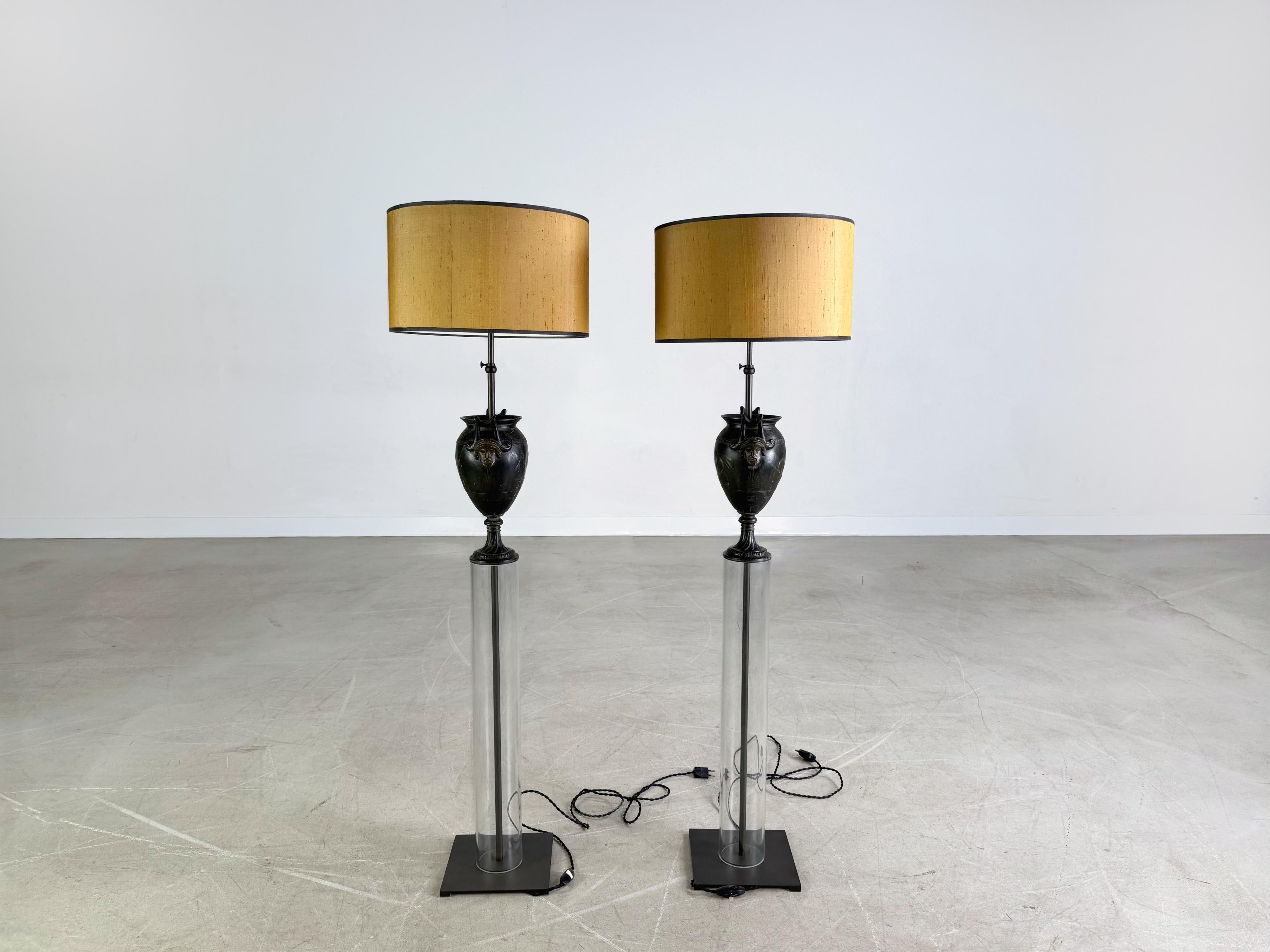 XIX secolo 2er Set Stehleuchten antik optik Glas Stehlampe Lampe in vendita