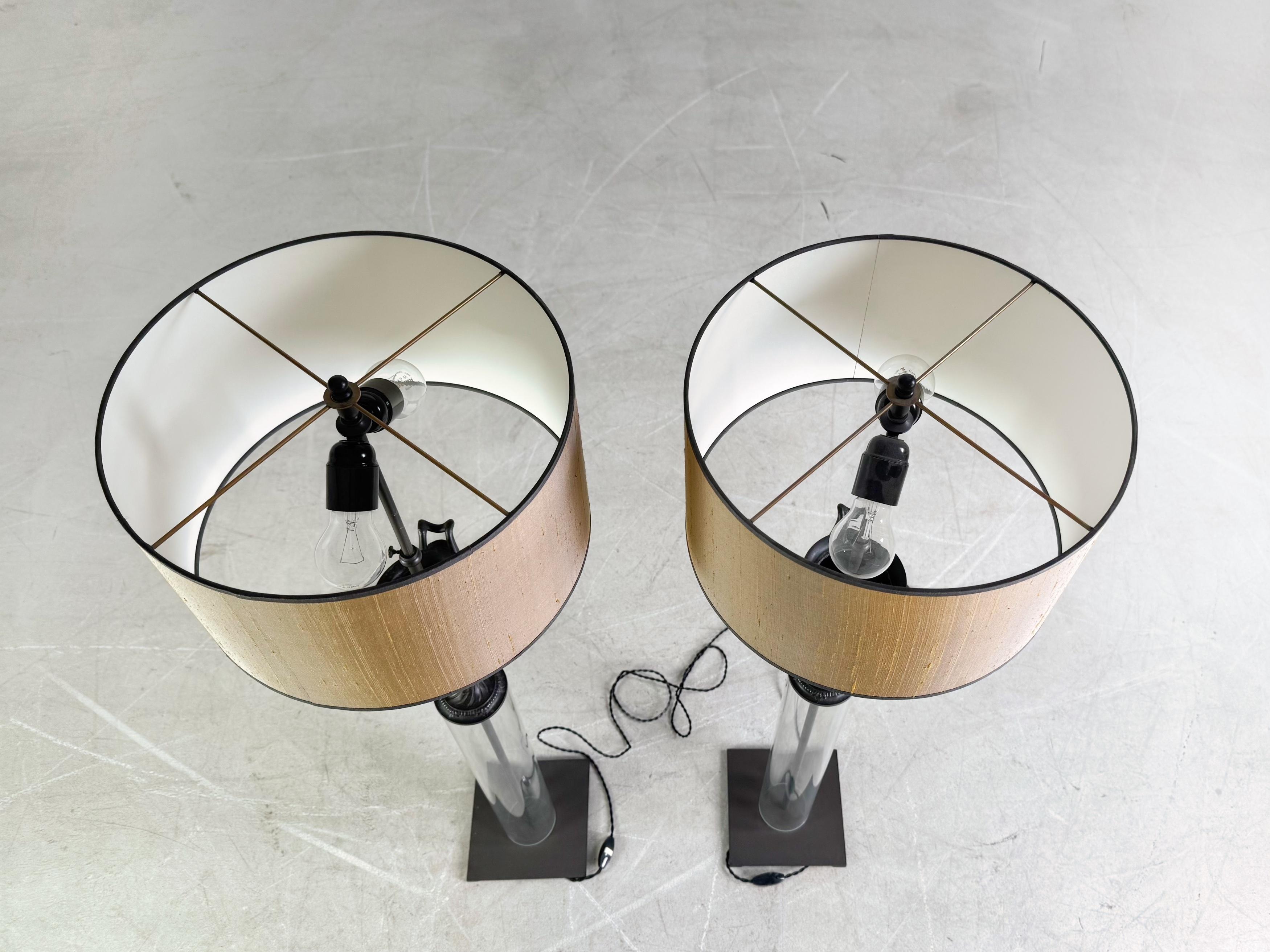 2er Set Stehleuchten antik optik Glas Stehlampe Lampe in vendita 1