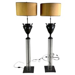 2er Set Stehleuchten antik optik Glas Stehlampe Lampe