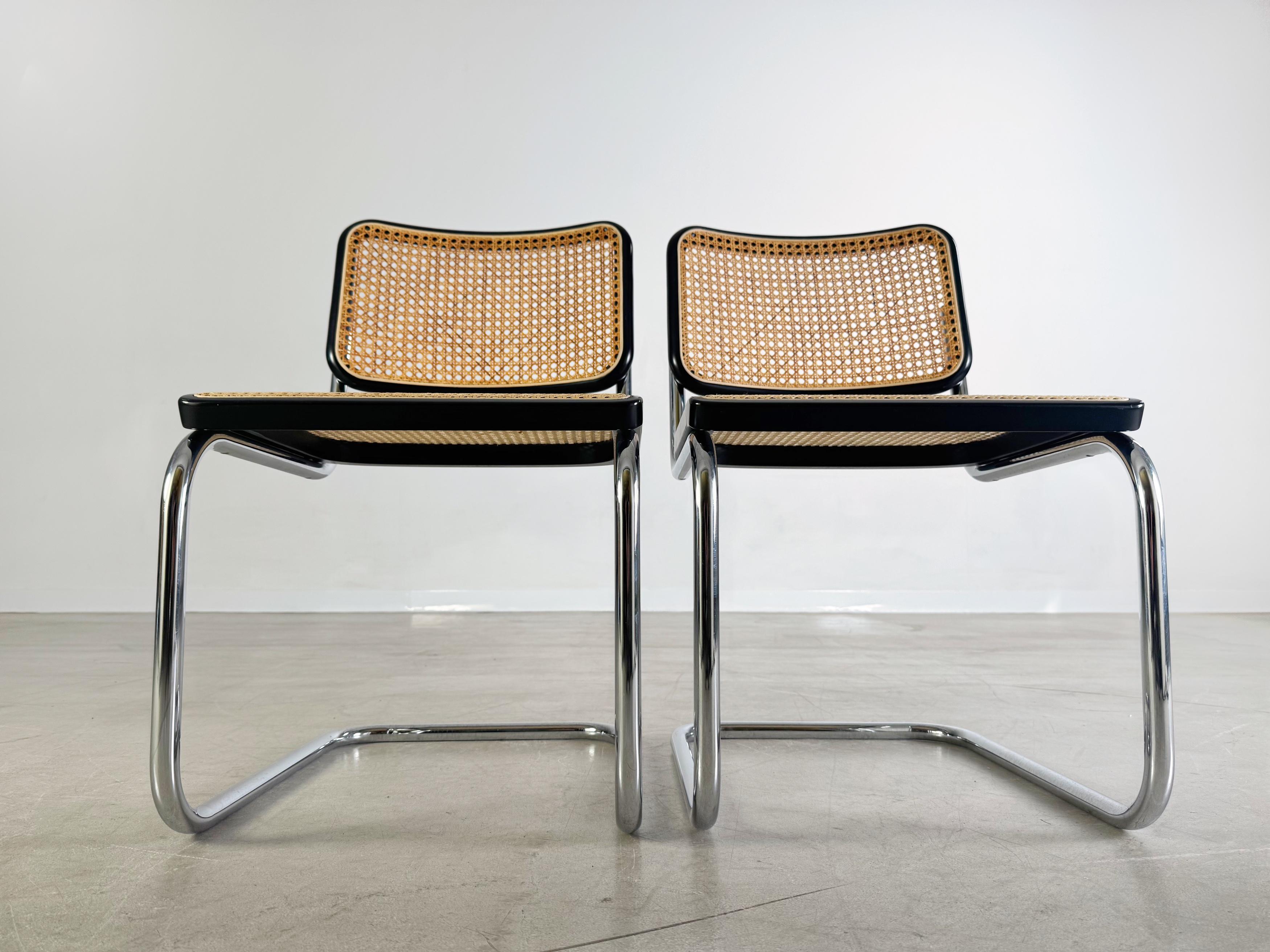 2er Set Thonet Freischwinger S32 Marcel Breuer Wiener Geflecht Moderno de mediados de siglo