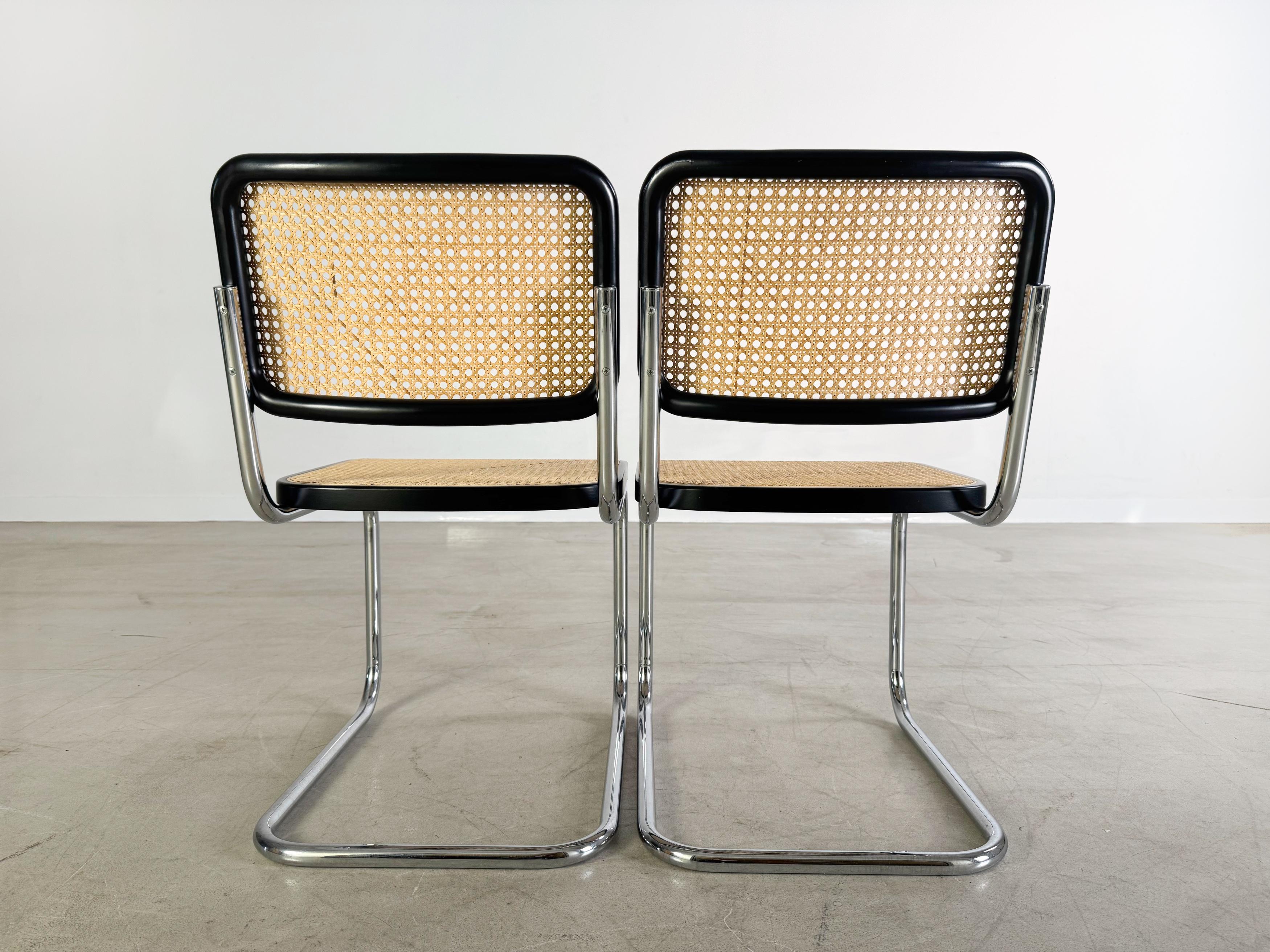 2er Set Thonet Freischwinger S32 Marcel Breuer Wiener Geflecht finales del siglo XX