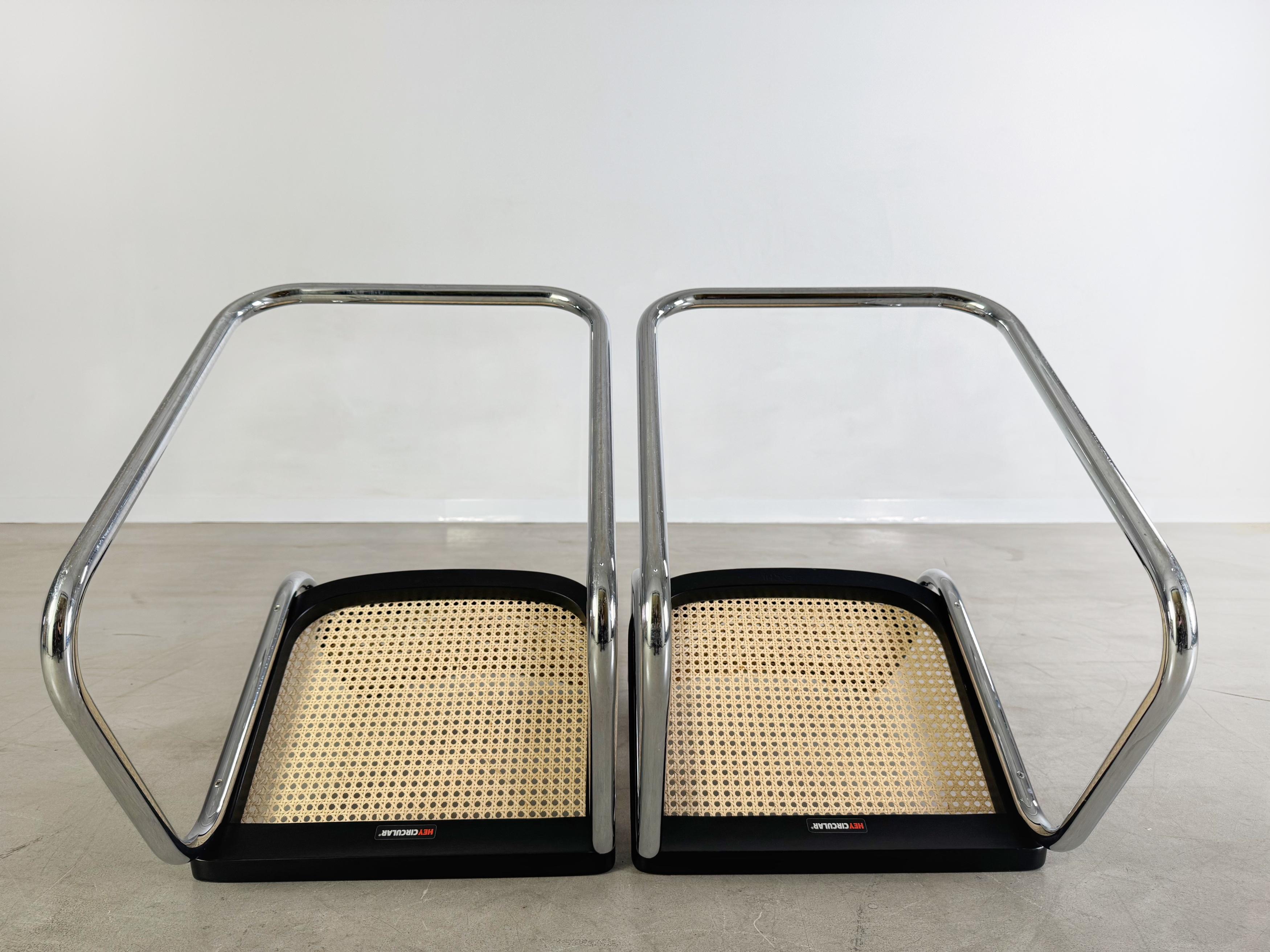 2er Set Thonet Freischwinger S32 Marcel Breuer Wiener Geflecht Acero