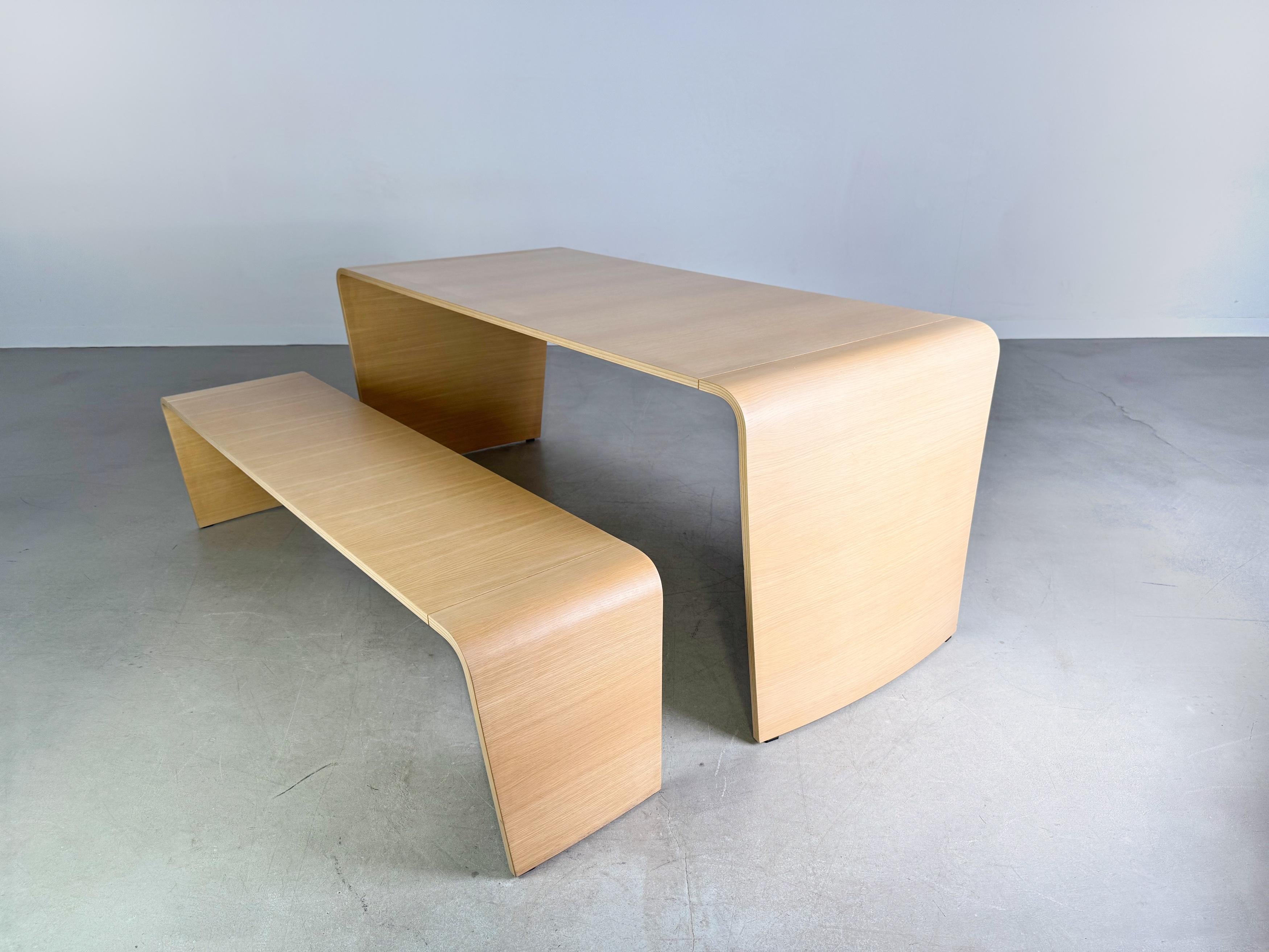 2er Set Tisch + Sitzbank Brunner Jehs Laub Eiche Design Tisch en vente 1