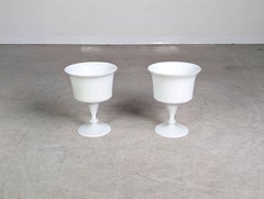 2er Set Vasen Pokal Gläser weiß Midcentury Milchglas Vintage 1970