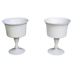 2er Set Vasen Pokal Gläser weiß Midcentury Milchglas Vintage 1970