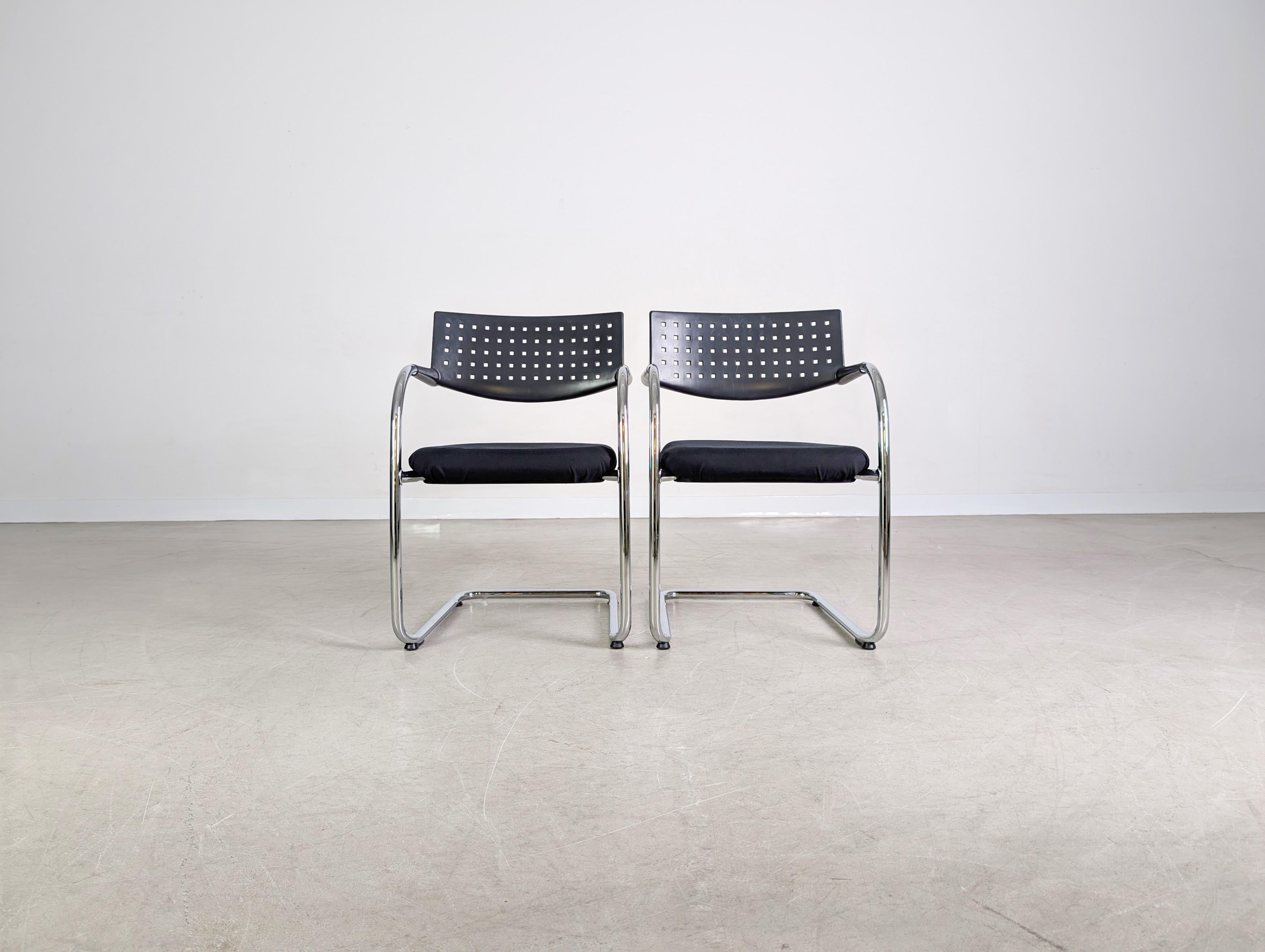 Mid-Century moderno 2er Set Vitra Visavis Stühle Design Freischwinger Armlehnstuhl in vendita