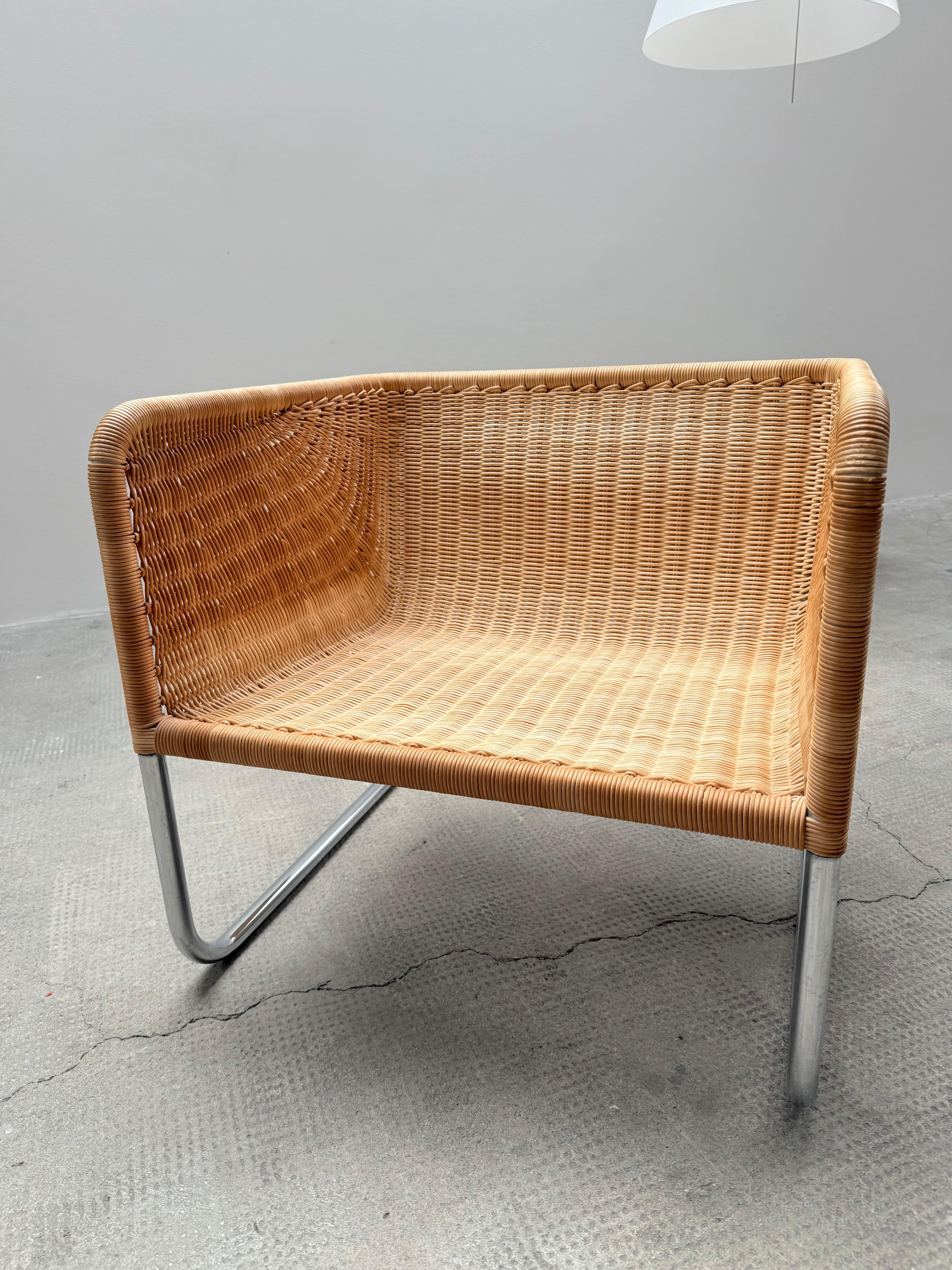 2er Set William Dunkel für Tecta D44 Freischwinger Sessel Rattan, 1960s 6