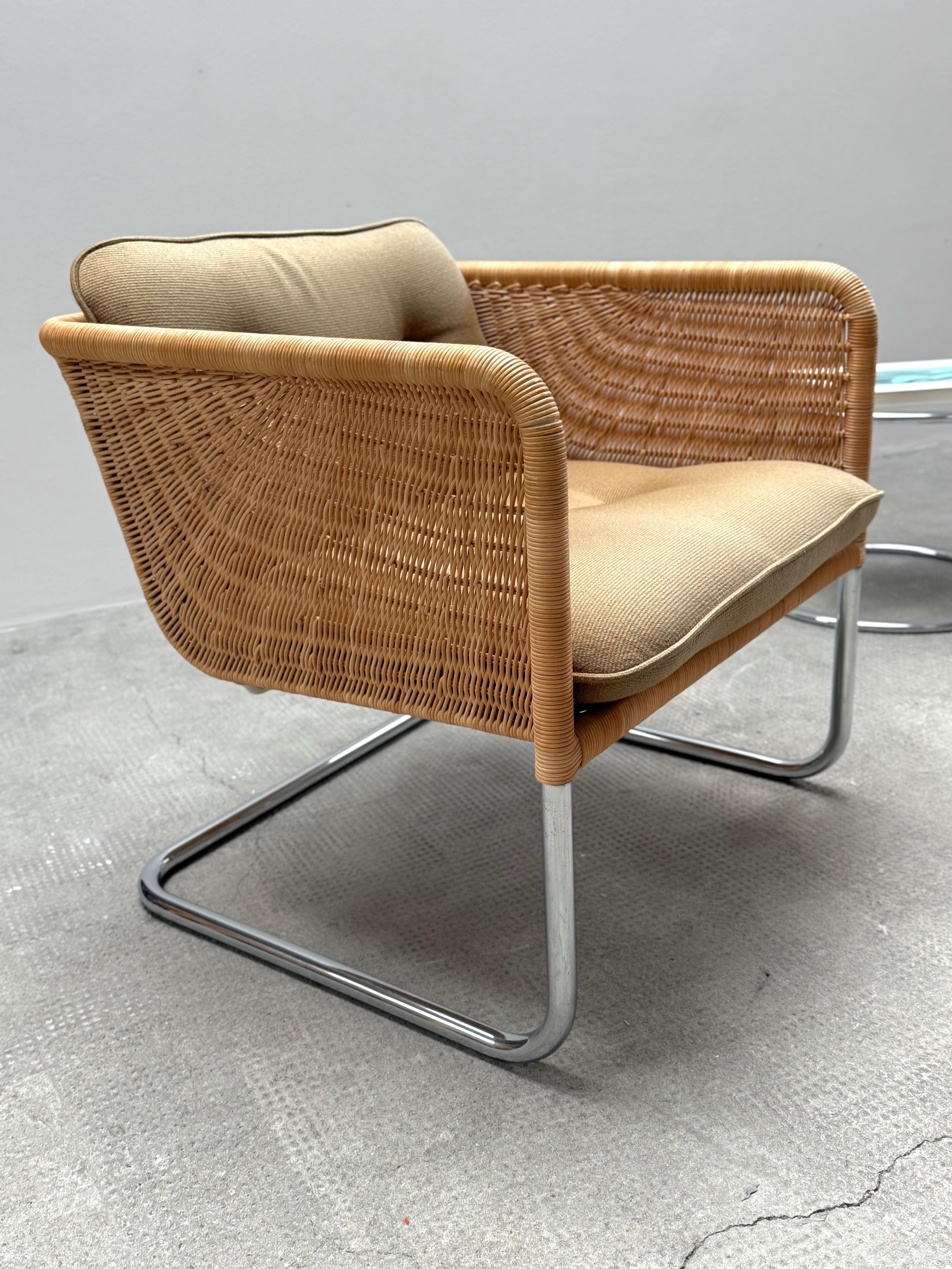 Mid-Century Modern 2er Set William Dunkel für Tecta D44 Freischwinger Sessel Rattan, 1960s