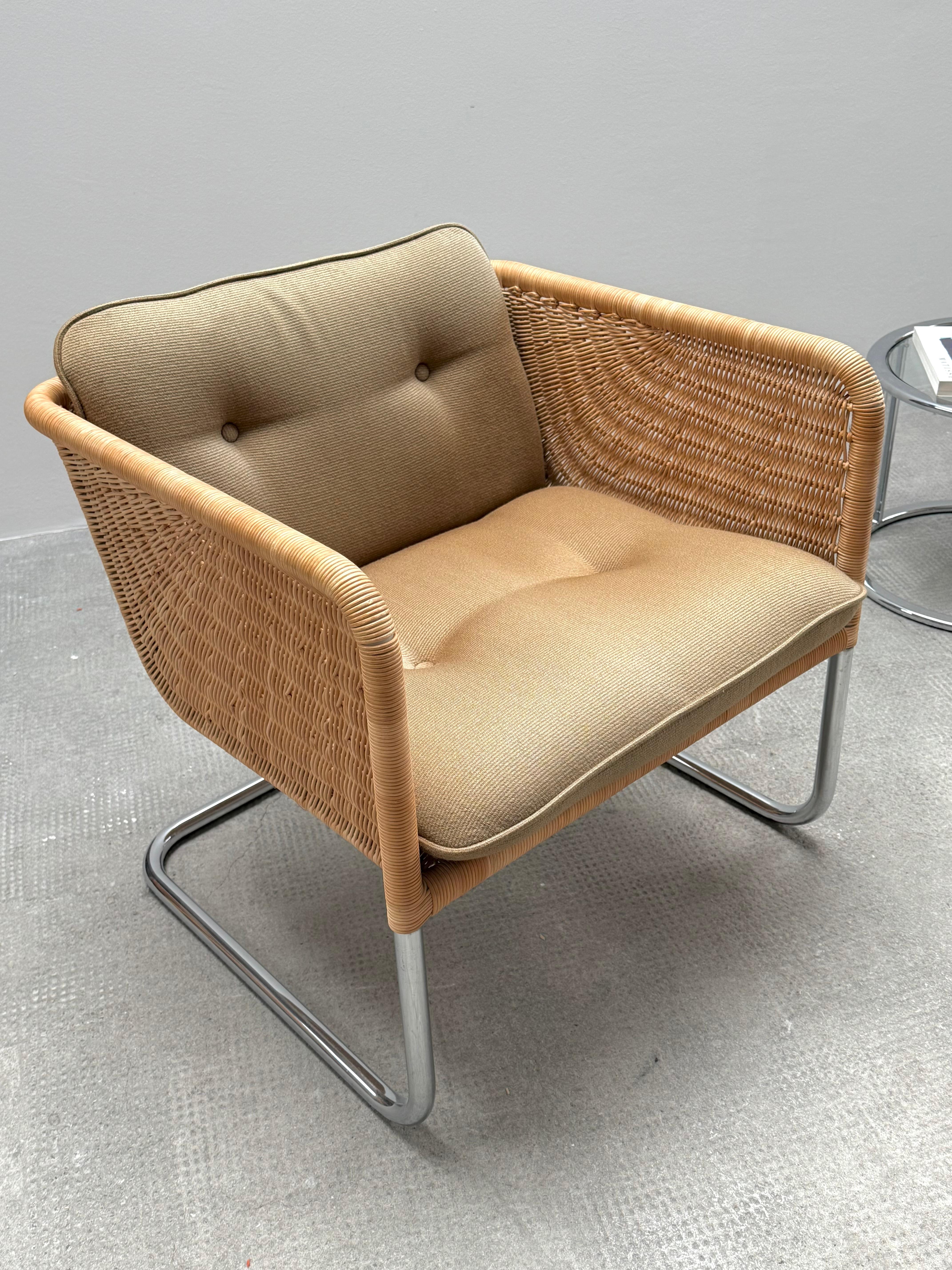 German 2er Set William Dunkel für Tecta D44 Freischwinger Sessel Rattan, 1960s