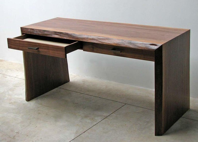 Organic 2fold black walnut desk With Pencil Drawers For Sale at 1stDibs