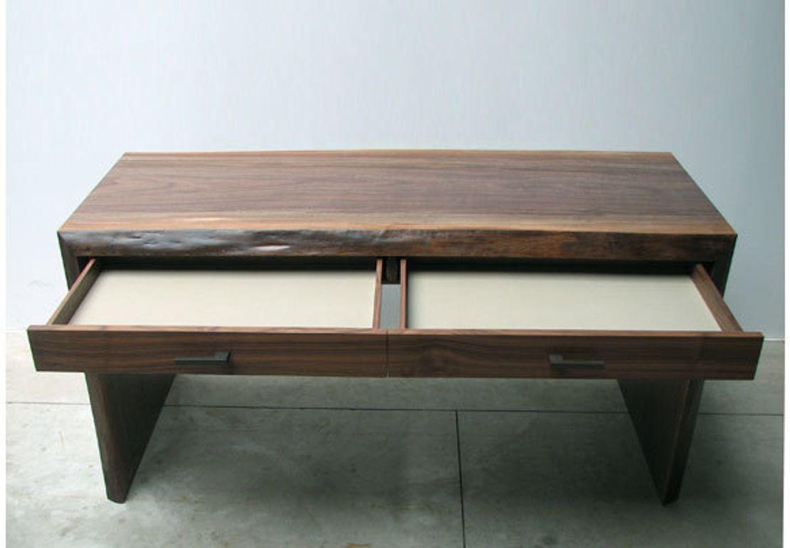 Organic 2fold black walnut desk With Pencil Drawers In New Condition For Sale In Hobart, NY