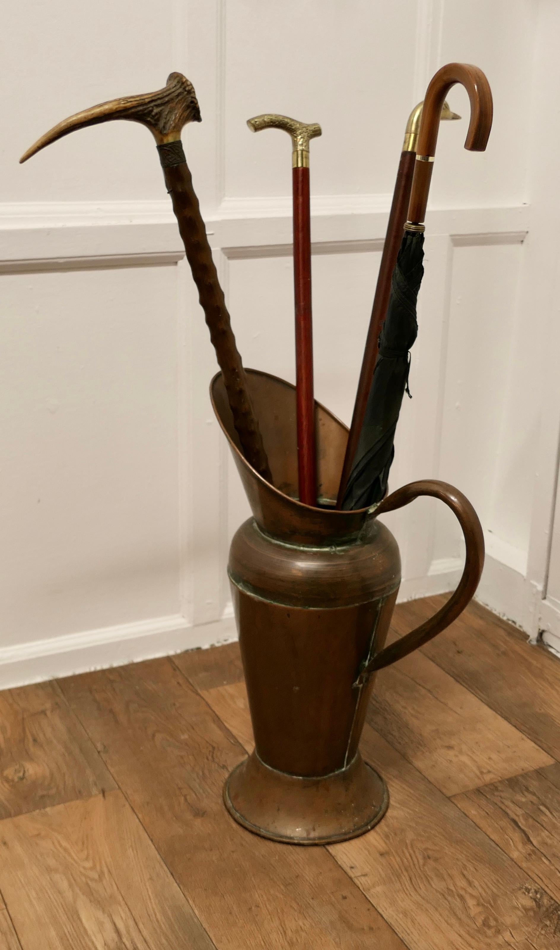 2ft tall Copper Jug Shop Display

This is a great piece, it is made in hand beaten copper, which has a beautiful aged colour
I expect the Jug was originally an advertising piece for a coffee shop or tea room and all hand made, it is in good