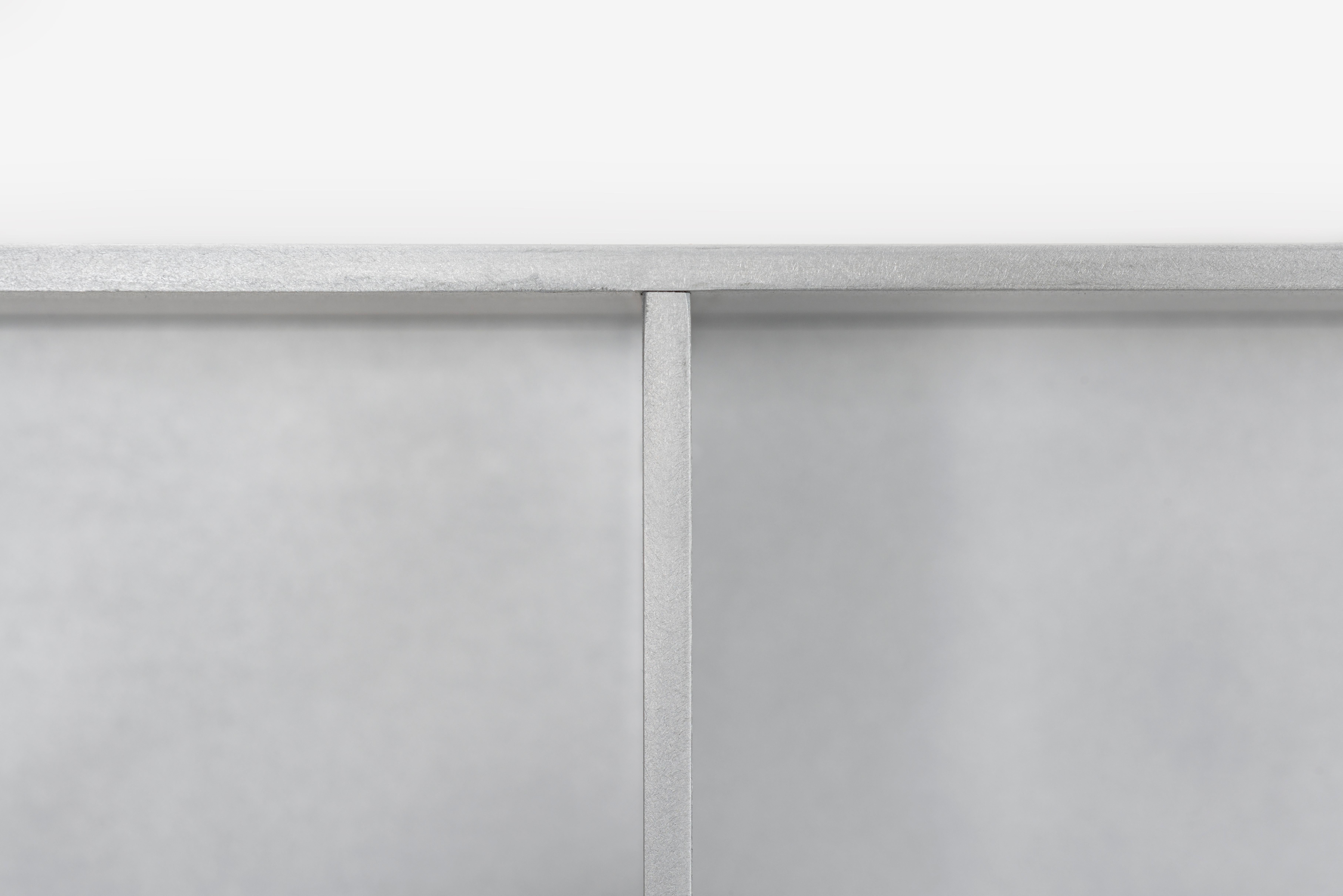 Minimalist 2G Wall-Mounted Shelf in Waxed Aluminum Plate by Jonathan Nesci For Sale