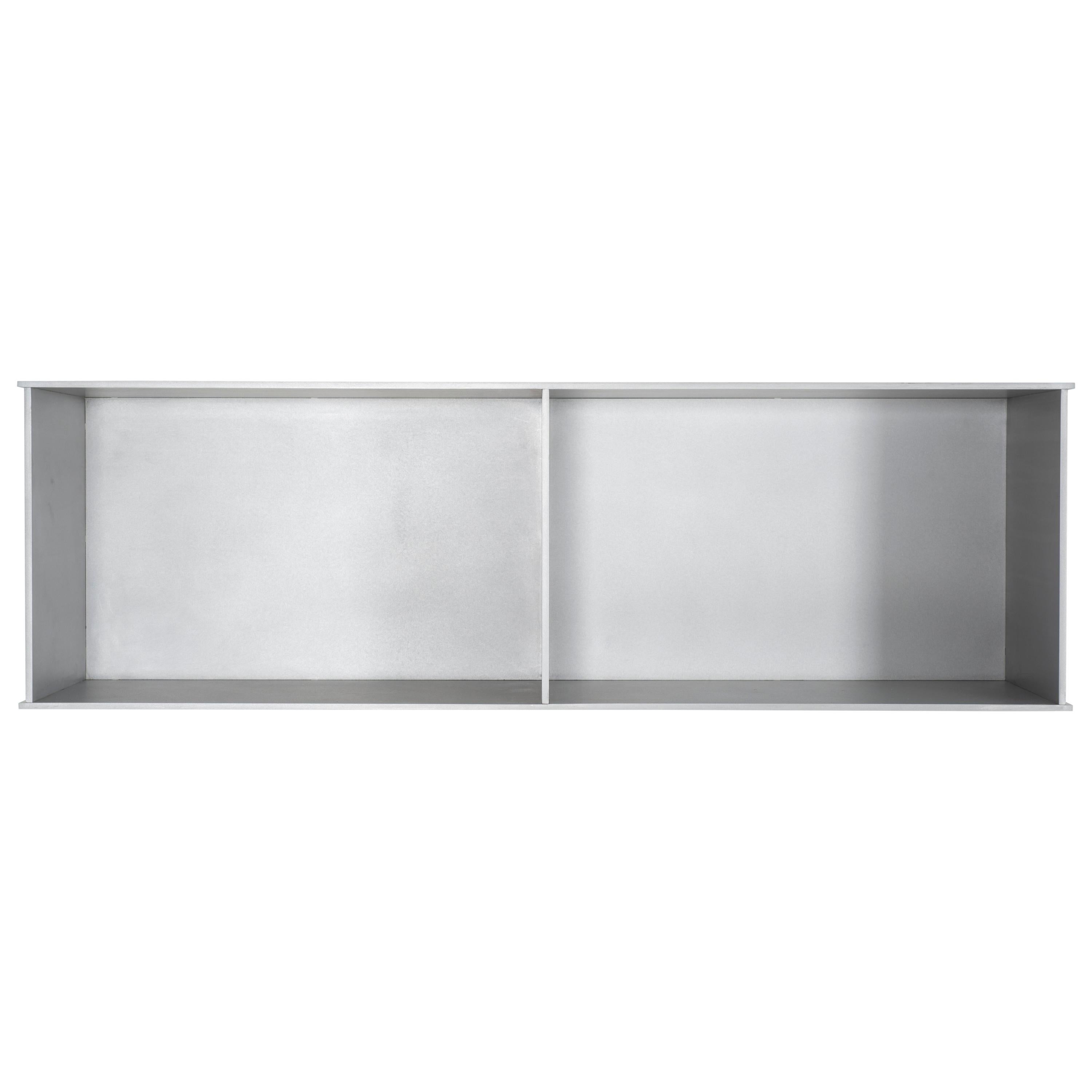 2G Wall-Mounted Shelf in Waxed Aluminum Plate by Jonathan Nesci For Sale