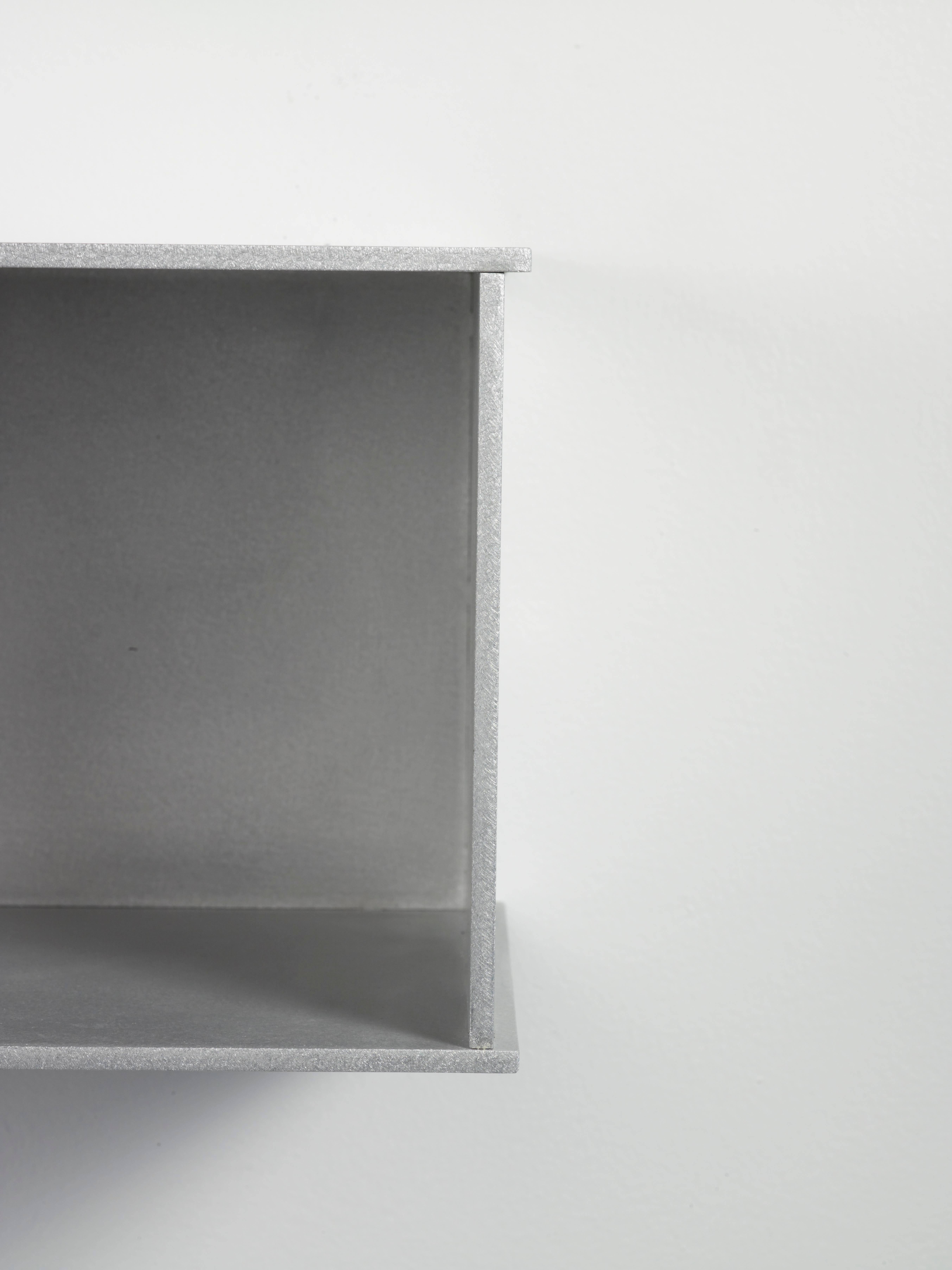 Minimalist 2G Wall Shelf in Waxed and Polished Aluminium Plate by Jonathan Nesci