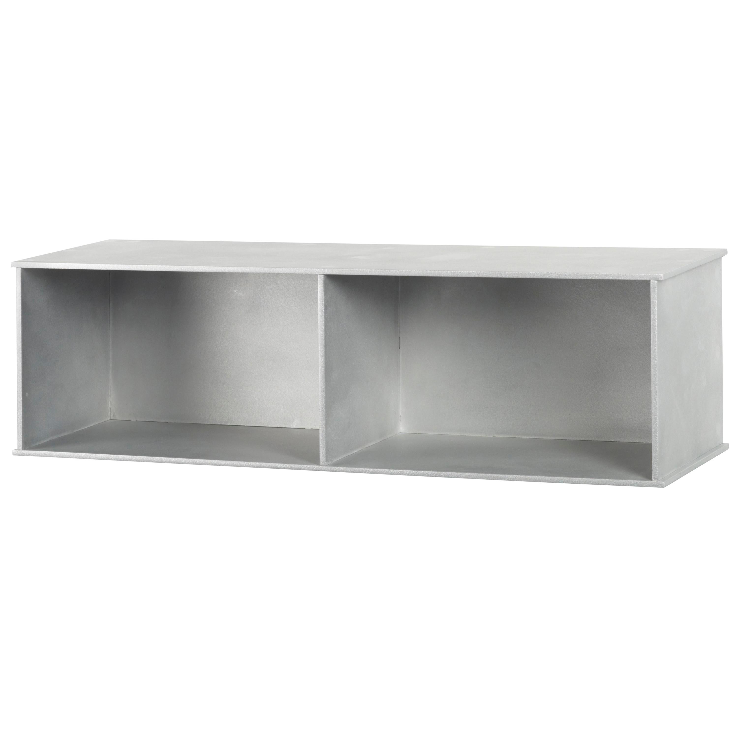 2G Wall Shelf in Waxed and Polished Aluminum Plate by Jonathan Nesci For Sale