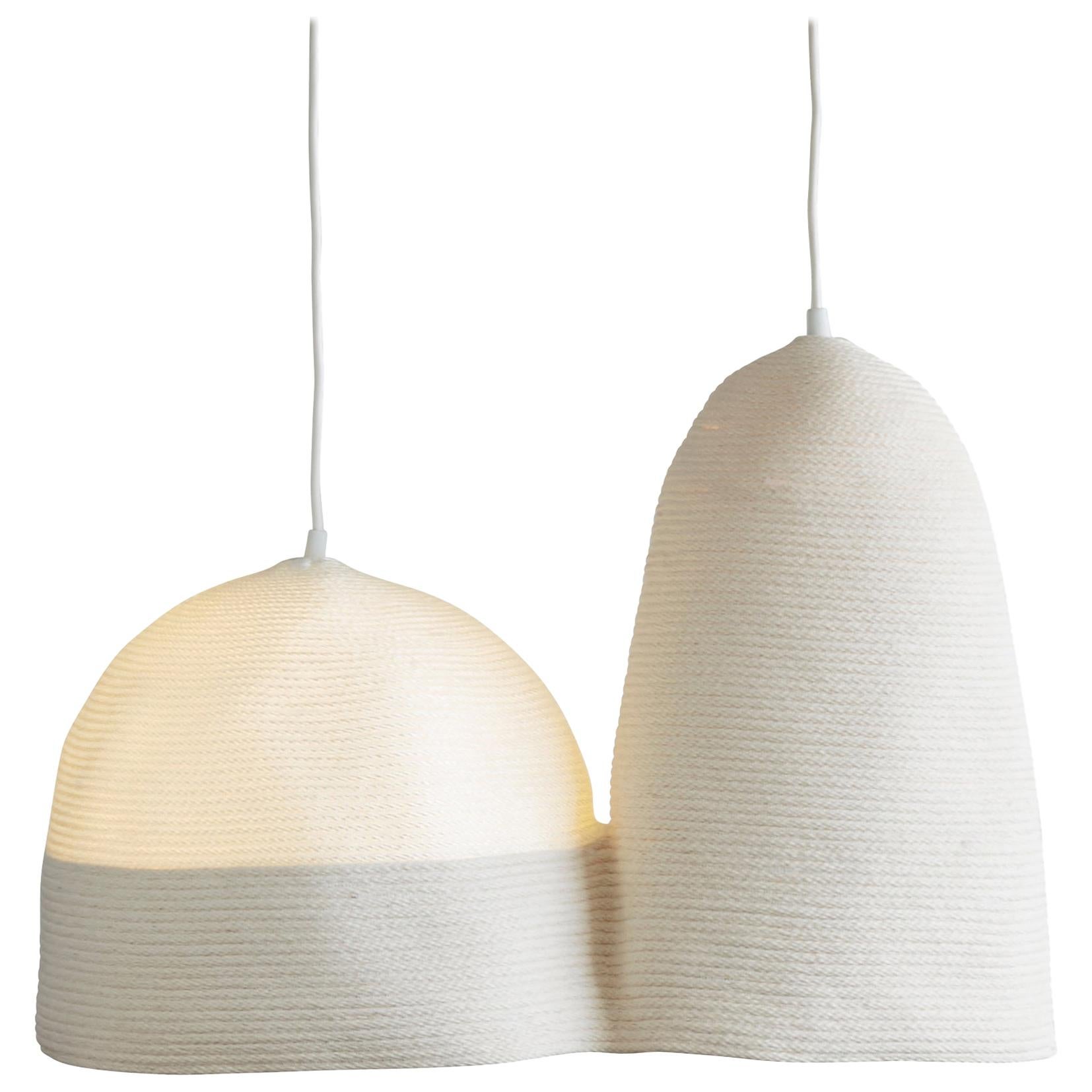 "2Hc" Coiled Cotton and Nylon Rope Pendant Light by Doug Johnston