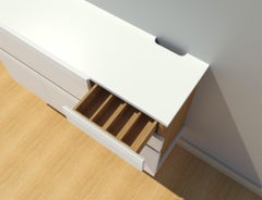 Grooves Bar Wallmount Cabinet High Gloss Lacquer Oak Finish Made in Italy