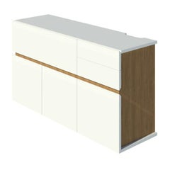 Grooves Bar Wallmount Cabinet High Gloss Lacquer Oak Finish Made in Italy