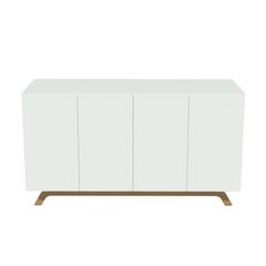 Grooves Credenza Buffet Storage High Gloss Lacquer Oak Finish - Made in Italy